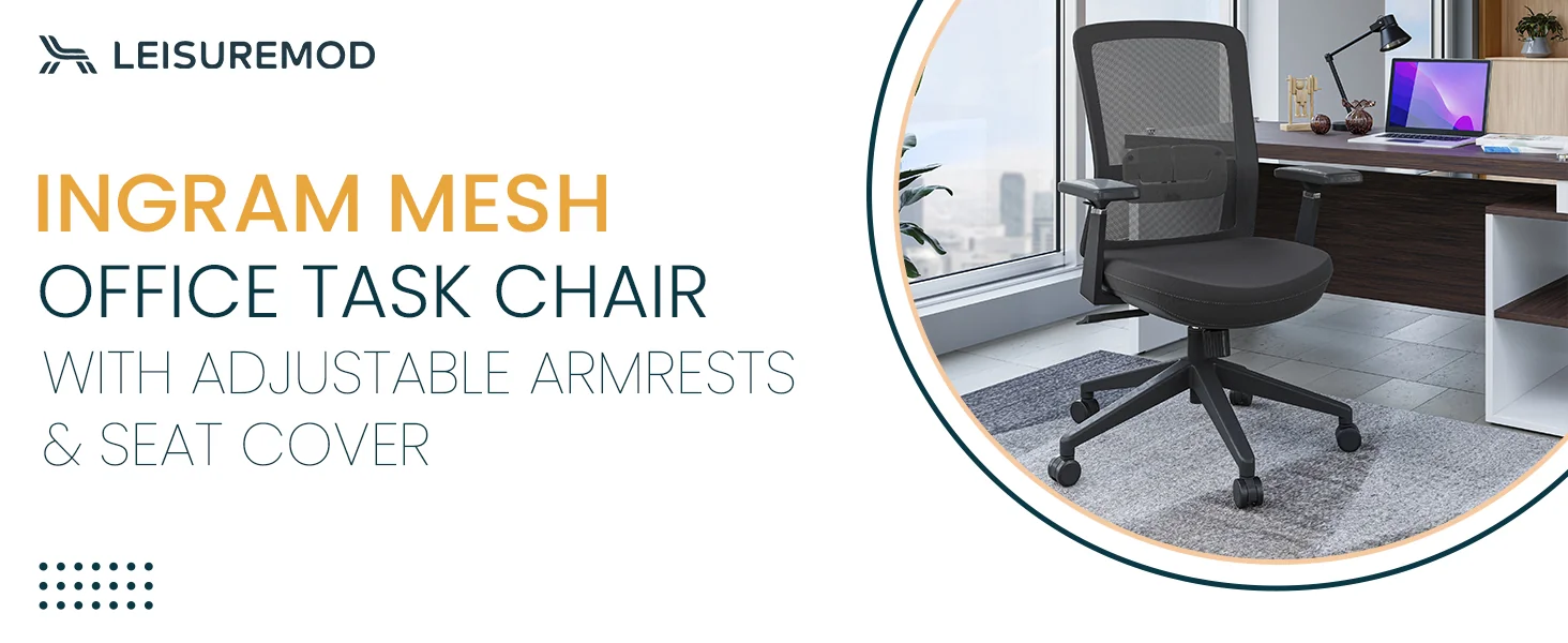 Ingram Office Chair with Seat Cover, Grey/Grey