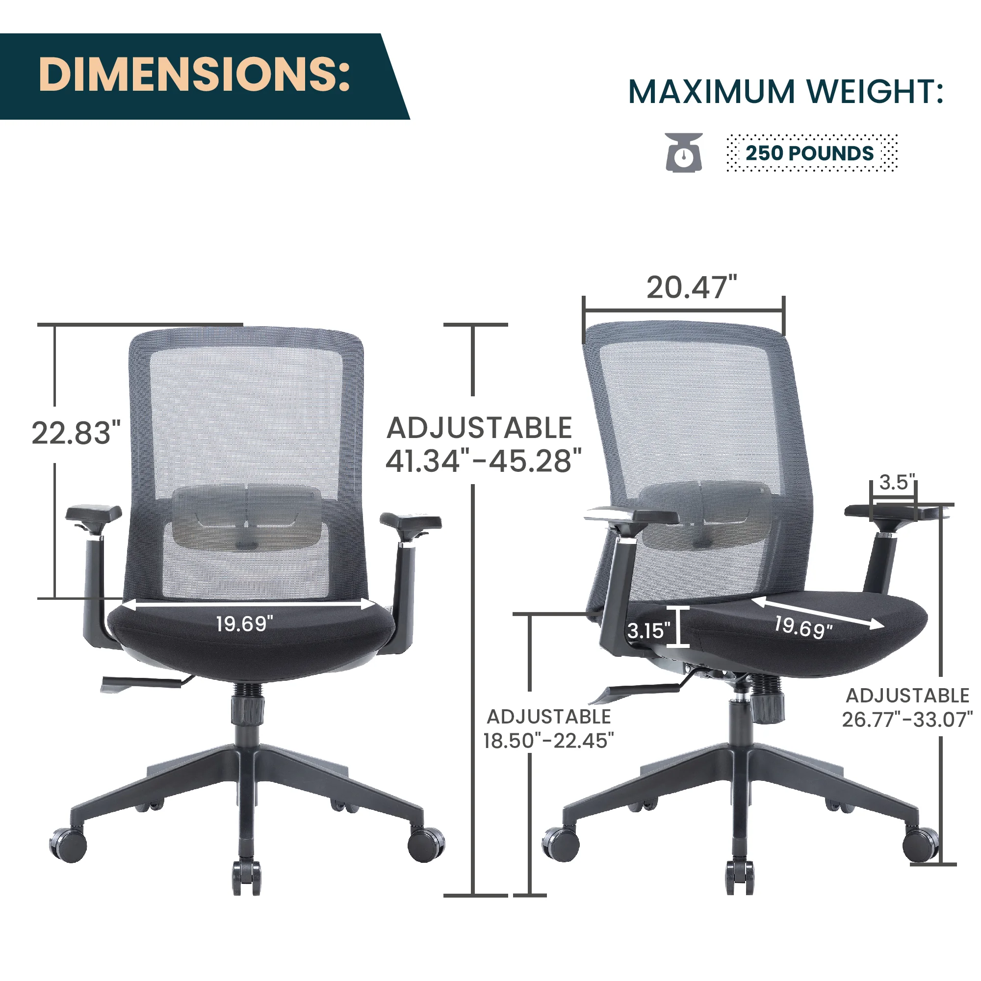 Ingram Modern  Office Task Chair with adjustable armrests