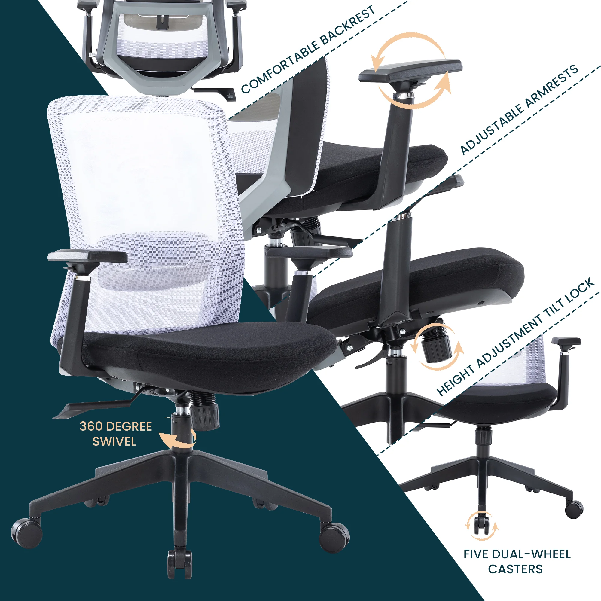 Ingram Modern Office Task Chair with adjustable armrests