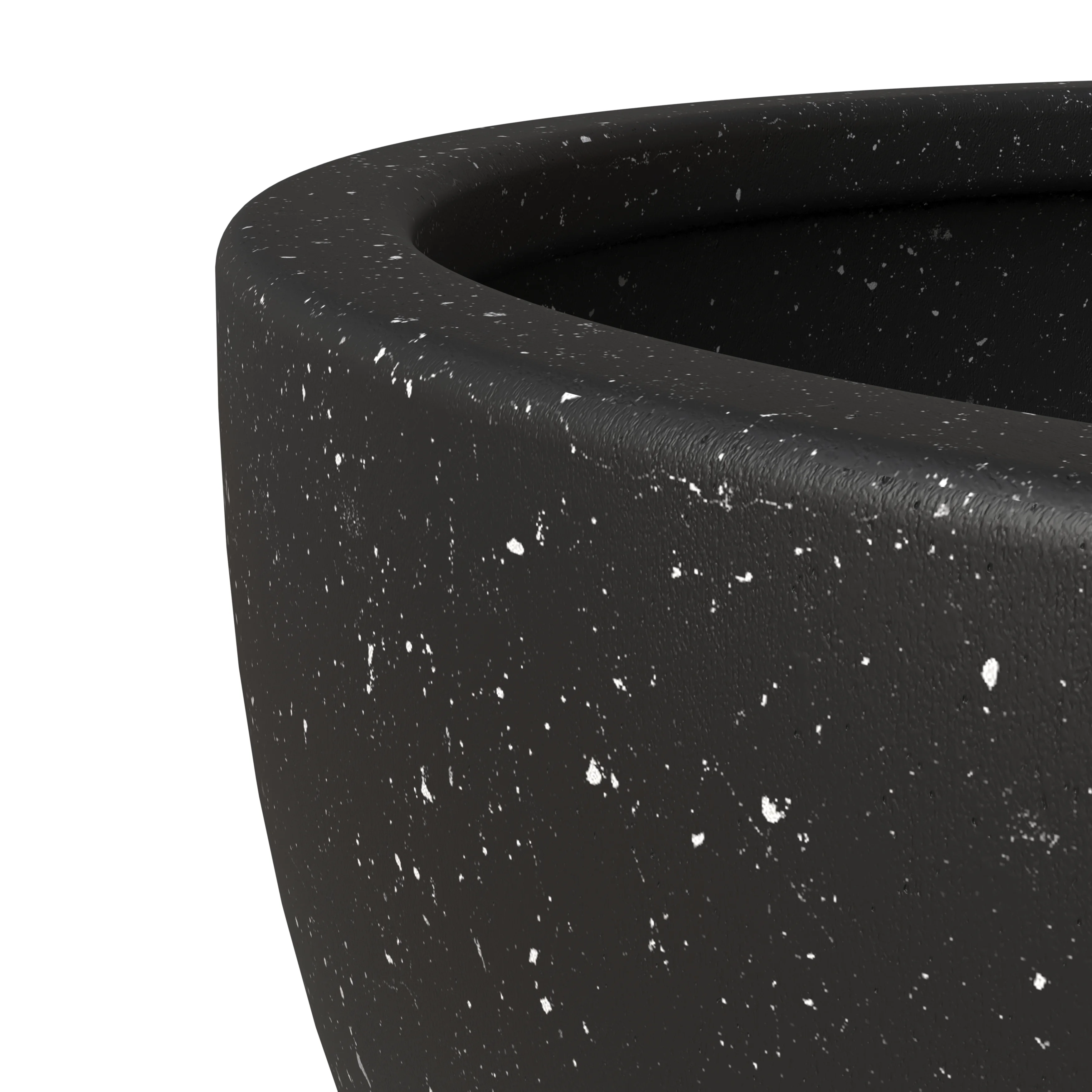 Iris Fiberstone Planter in Black 12 Dia