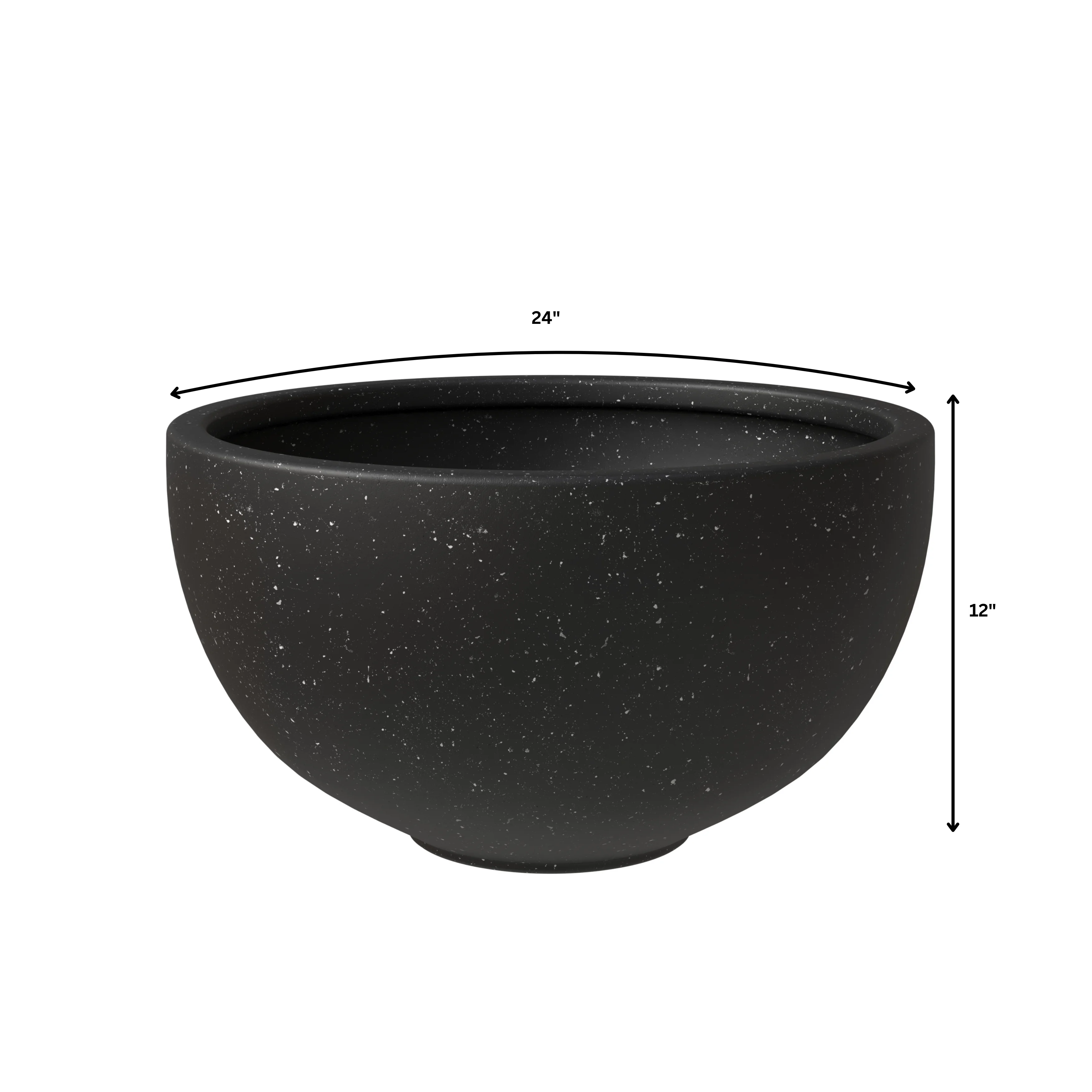 Iris Fiberstone Planter in Black 12 Dia