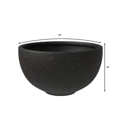 Iris Fiberstone Planter in Black 12 Dia