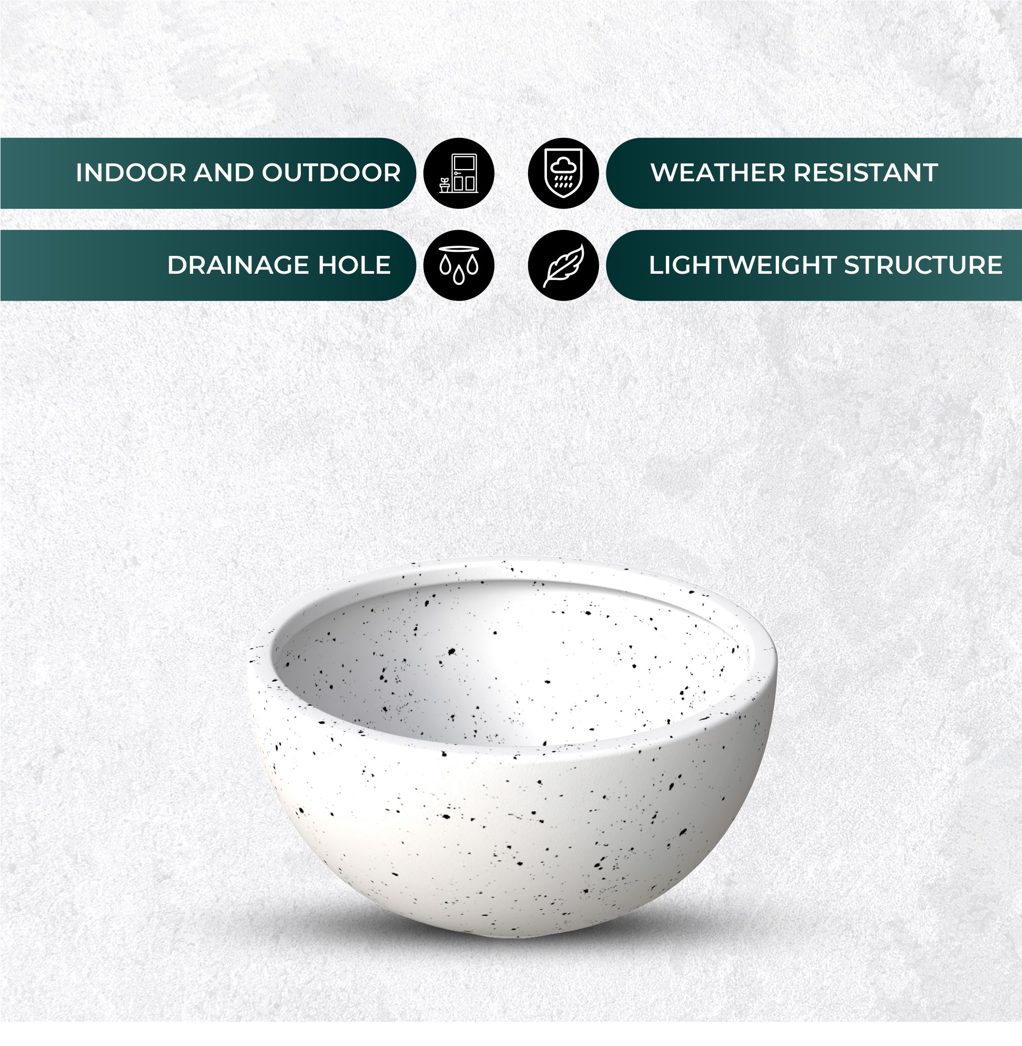 Iris Fiberstone Planter in White 12 Dia