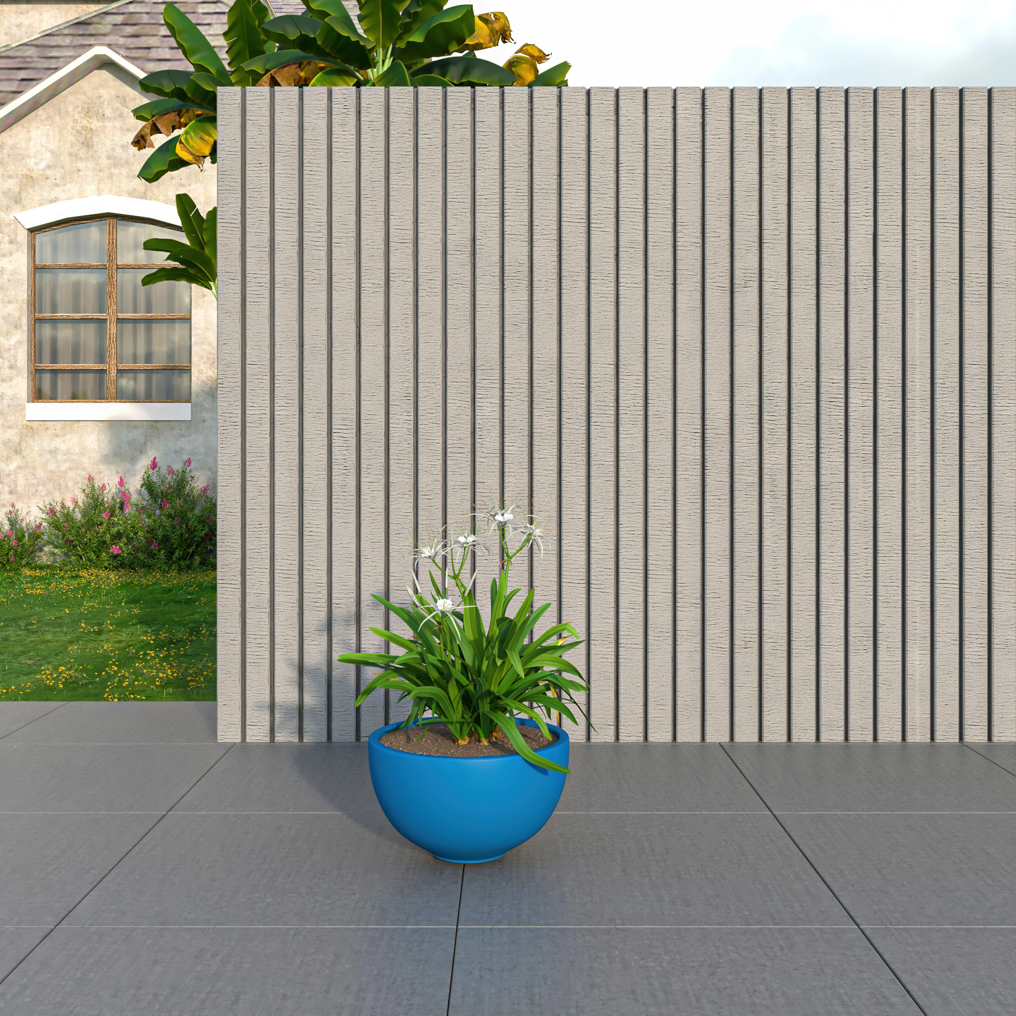 Iris Fiberstone Planter in Blue 7 Dia