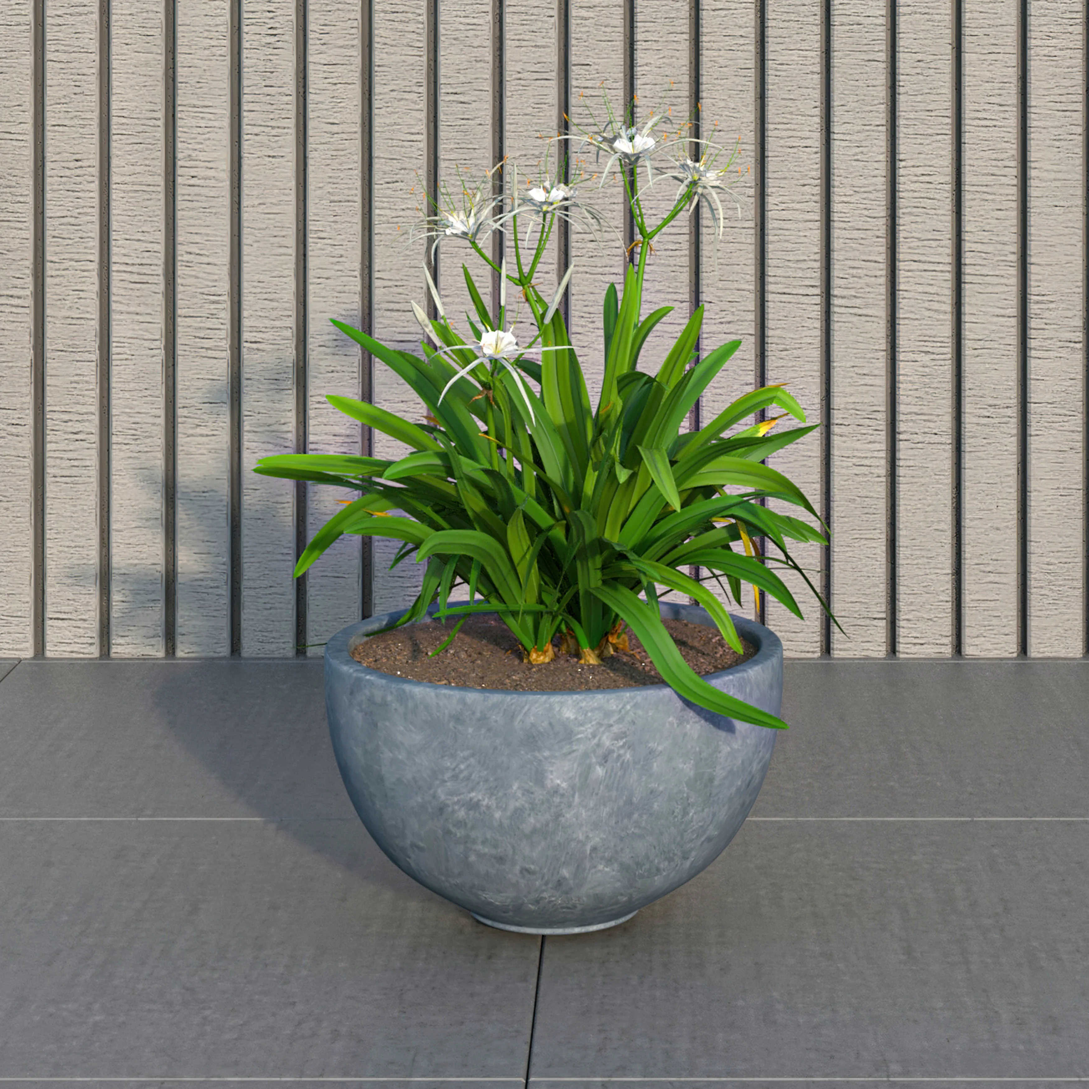 Iris Fiberstone Planter in Grey 7 Dia