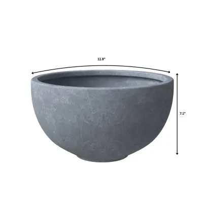Iris Fiberstone Planter in Grey 7 Dia