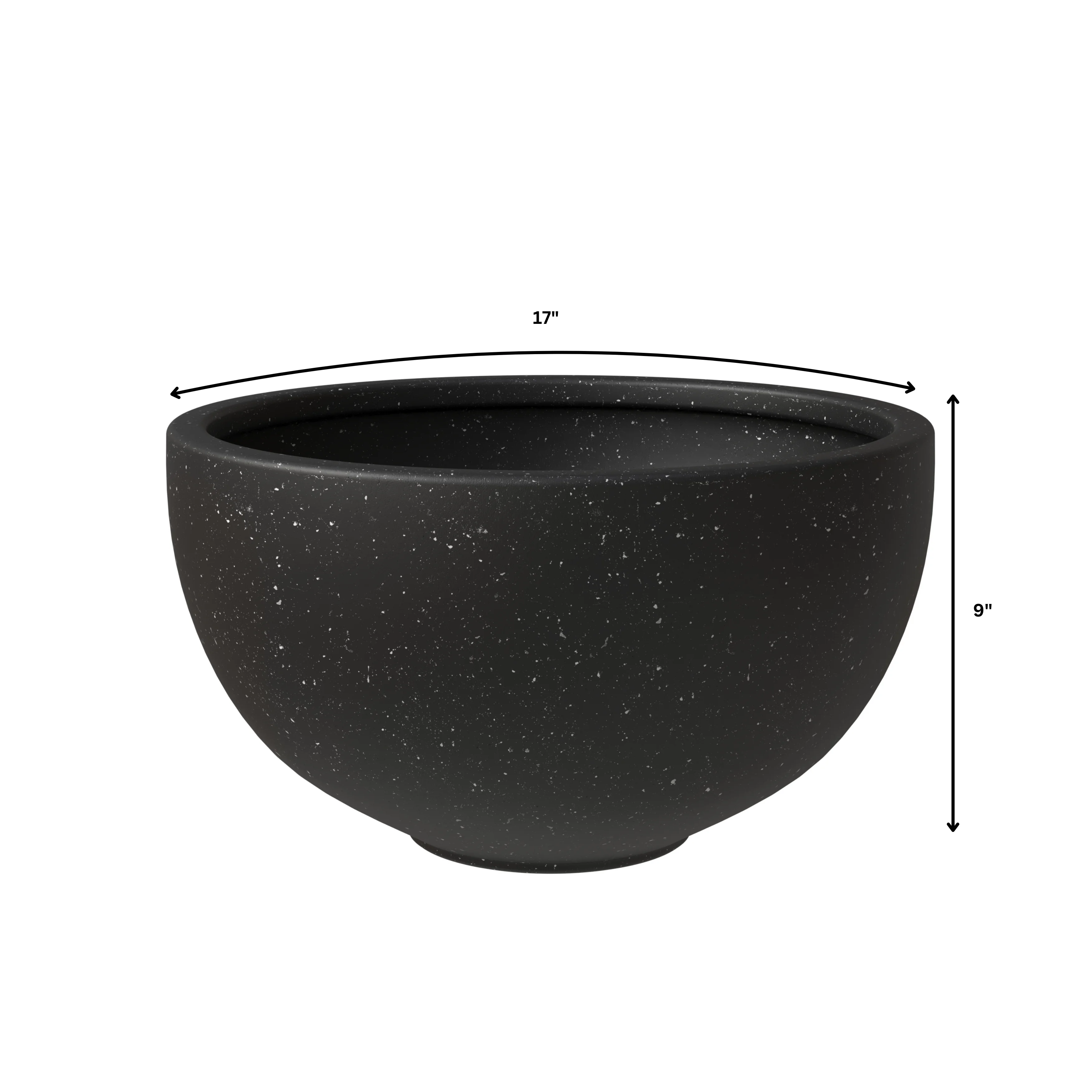 Iris Fiberstone Planter in Black 9 Dia