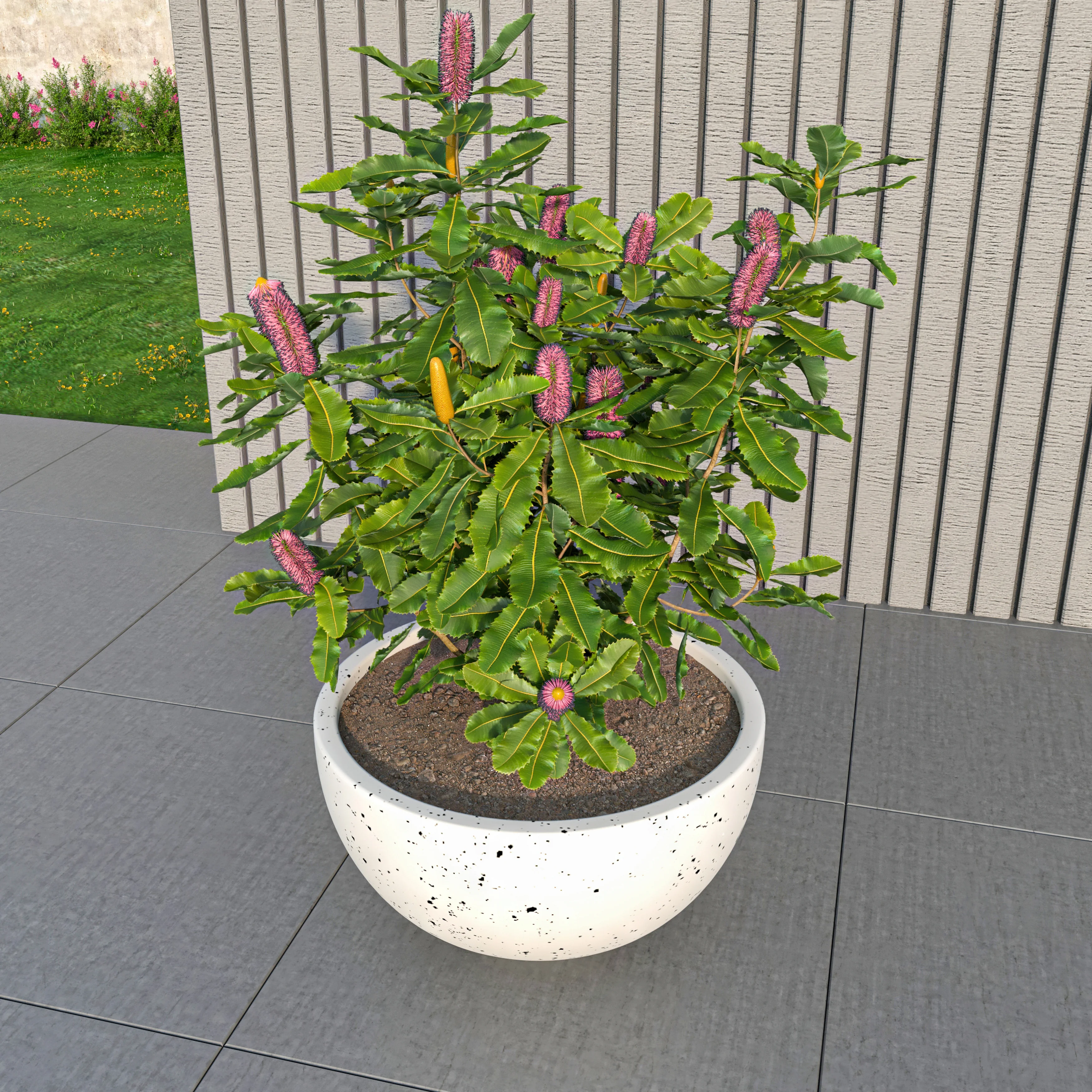 Iris Fiberstone Planter in White 9 Dia