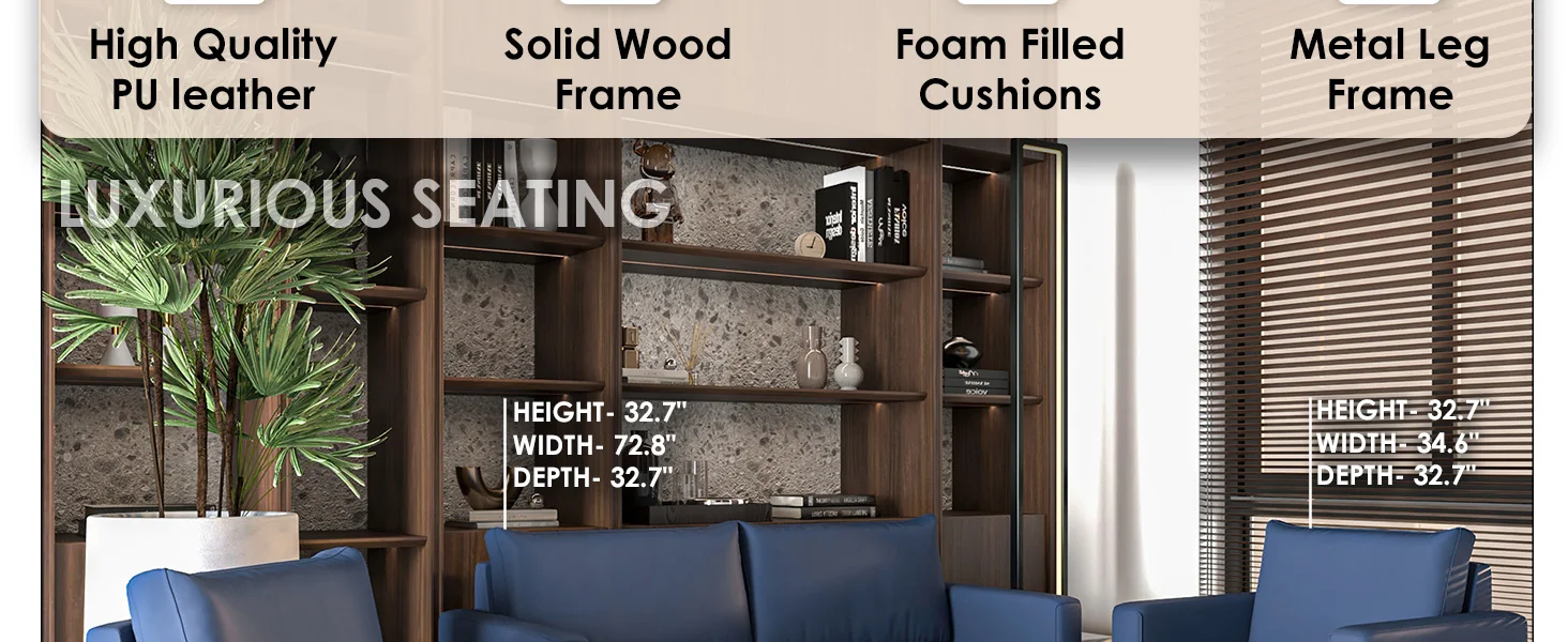 Inno Collection Sofa Set, 2 Single Seaters, and 3 seater In Dark Blue