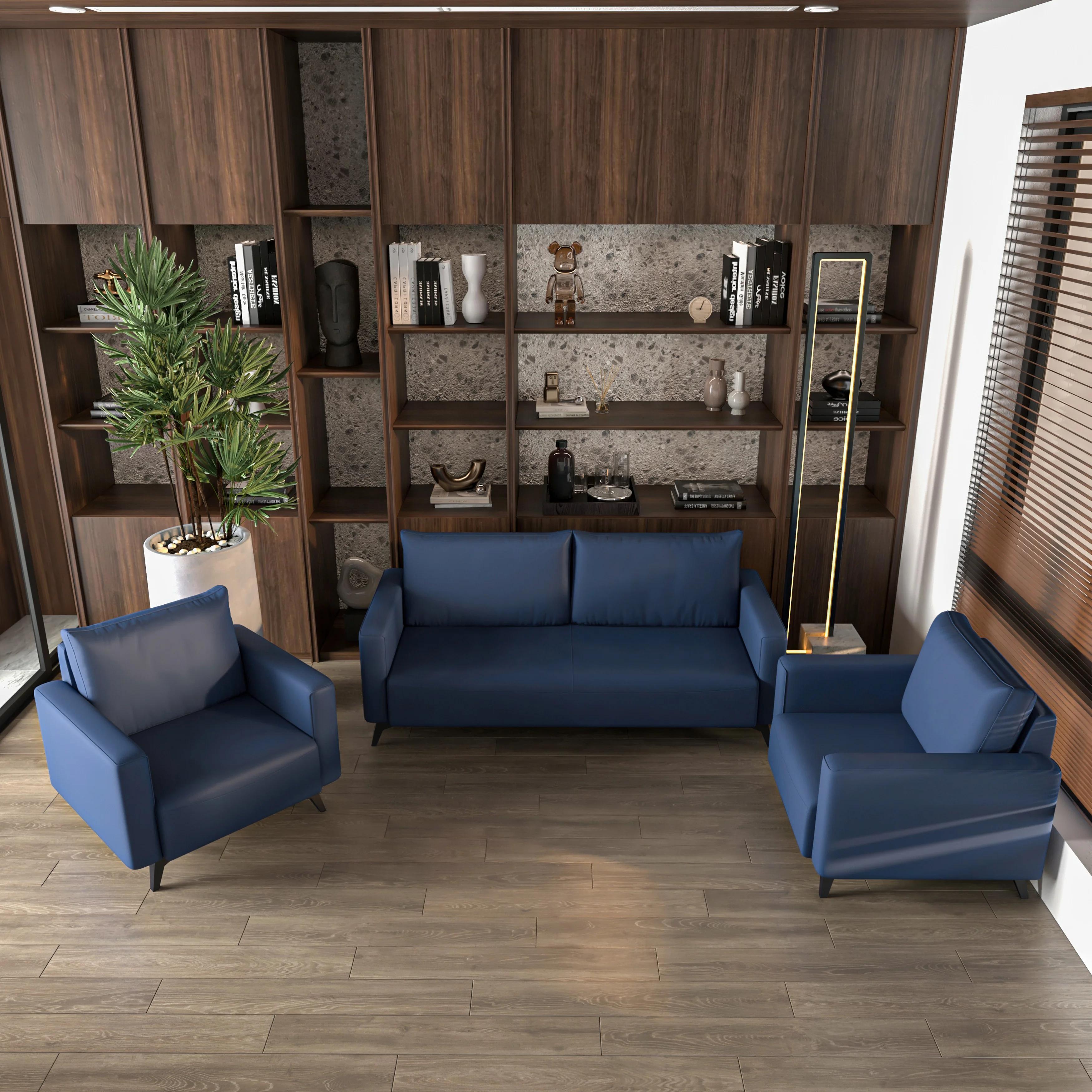 Inno Collection Sofa Set, 2 Single Seaters, and 3 seater In Dark Blue