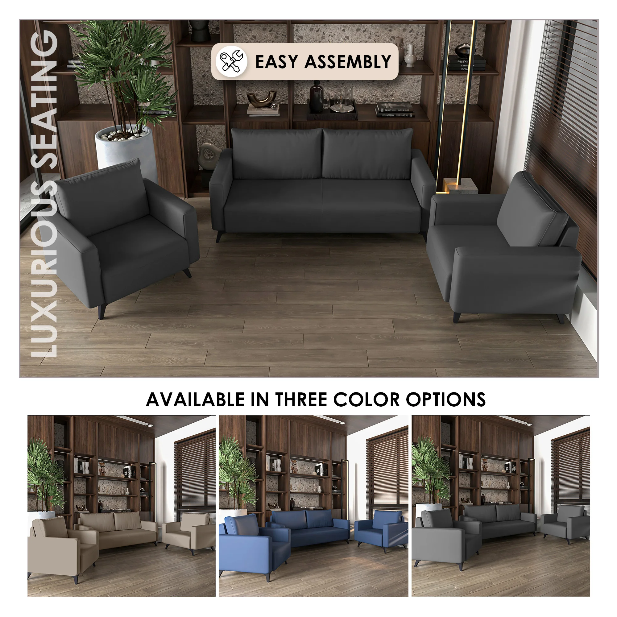 Inno Collection Sofa Set, 2 Single Seaters, and 3 seater In Grey