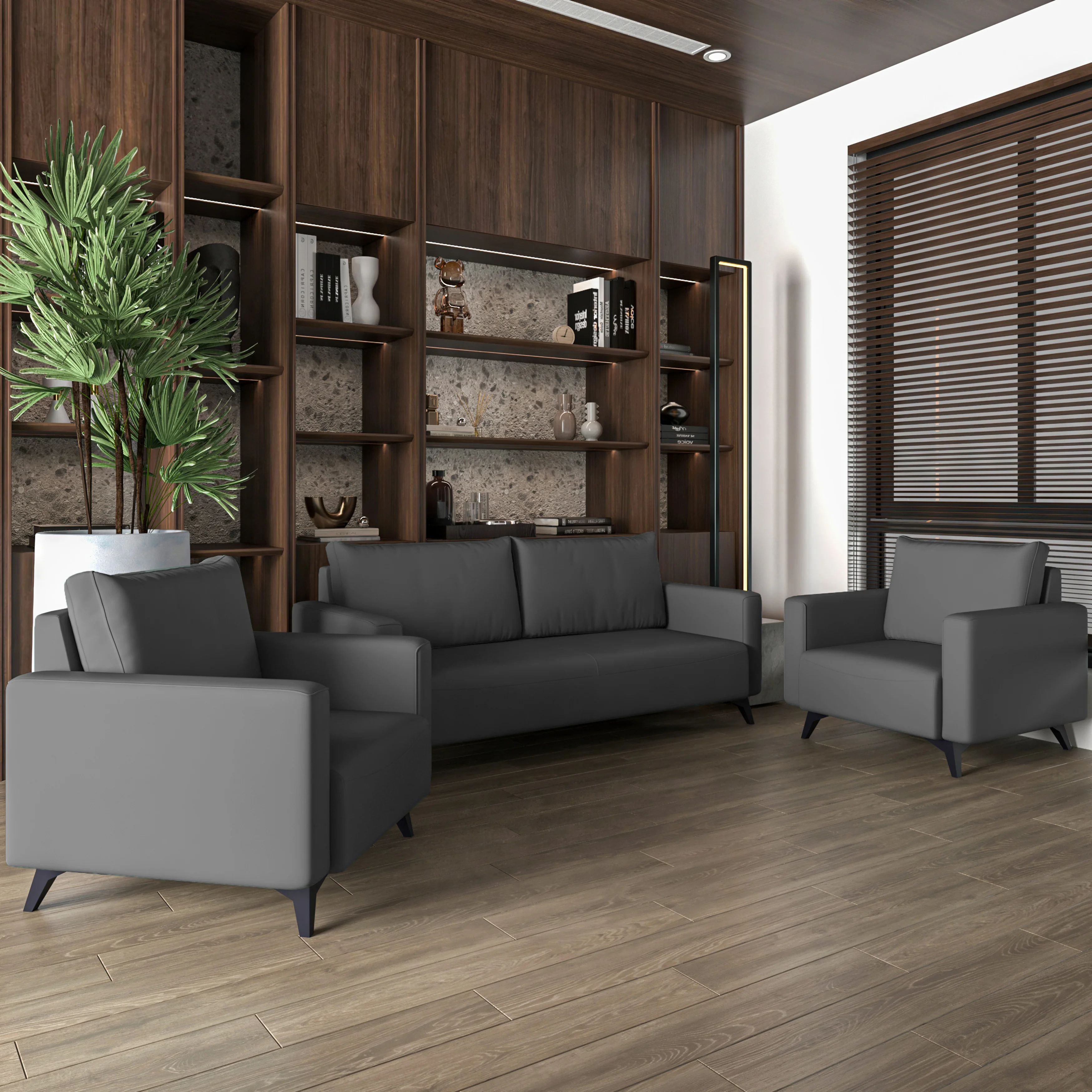 Inno Collection Sofa Set, 2 Single Seaters, and 3 seater In Grey