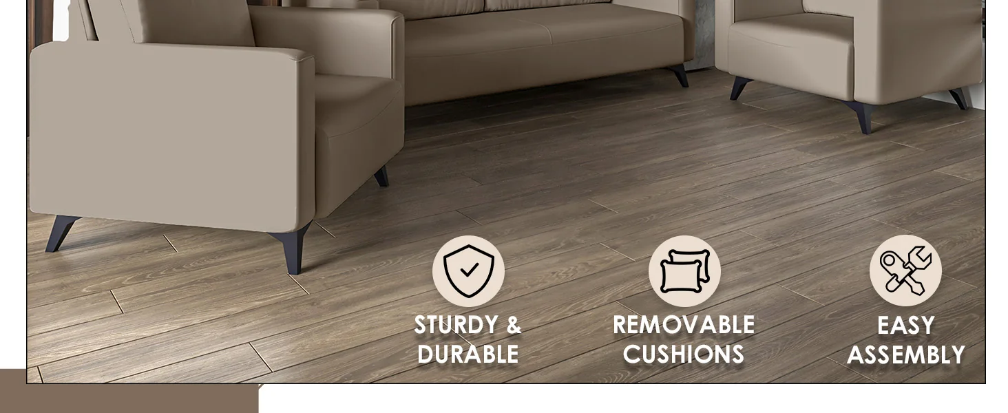 Inno Collection Sofa Set, 2 Single Seaters, and 3 seater In TAupe