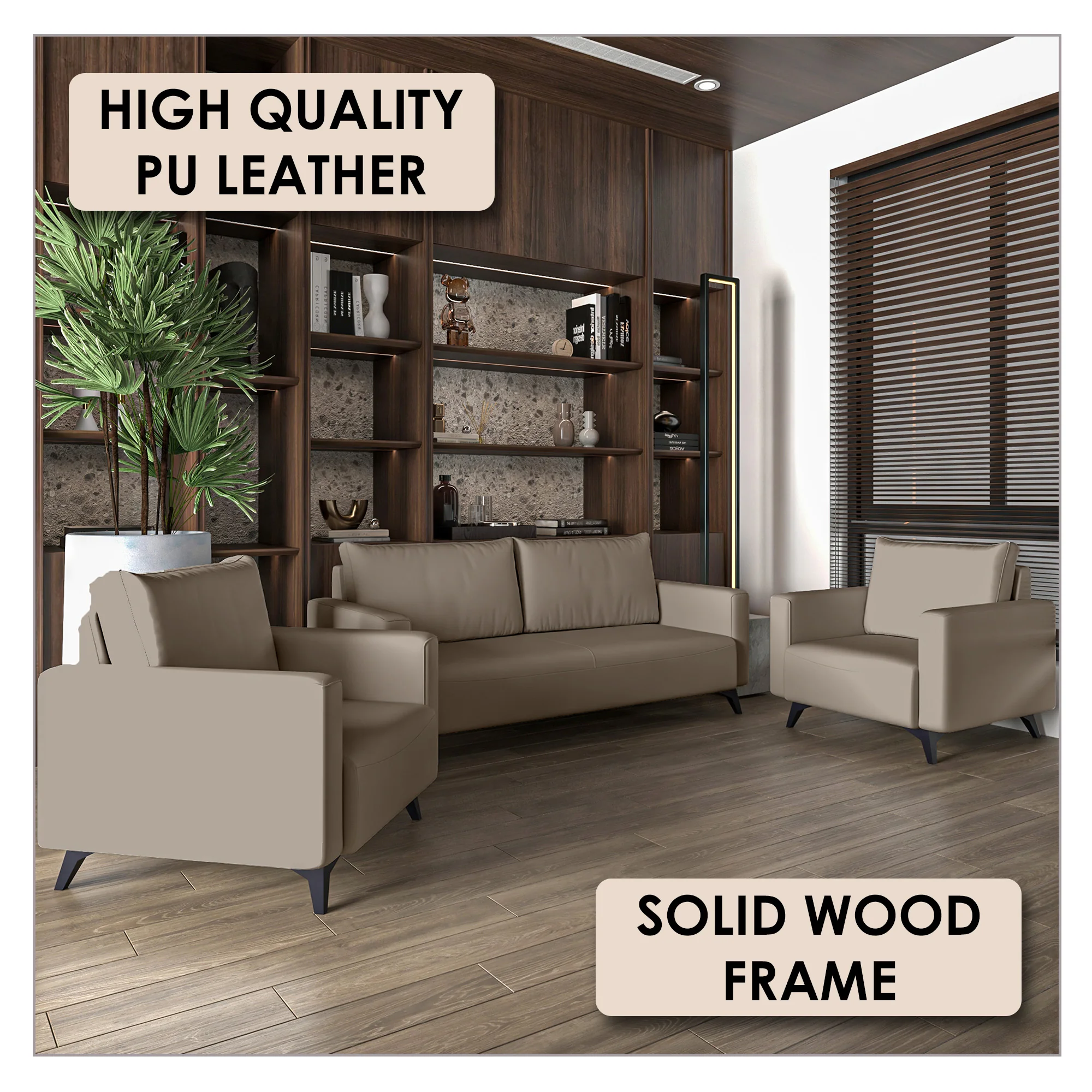 Inno Collection Sofa Set, 2 Single Seaters, and 3 seater In TAupe