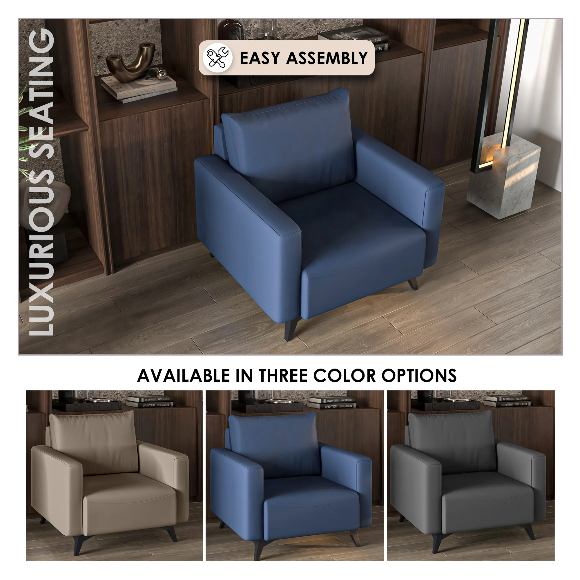 Inno Collection Single Seater Sofa In Dark Blue