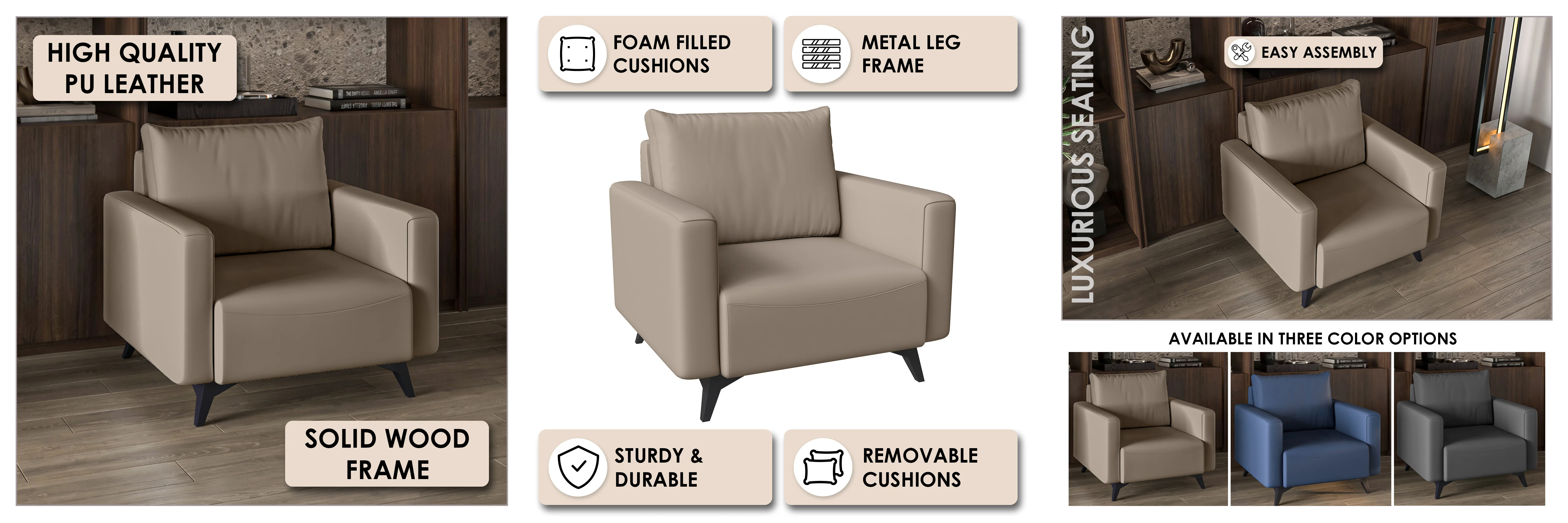 Inno Collection Single Seater Sofa In Taupe