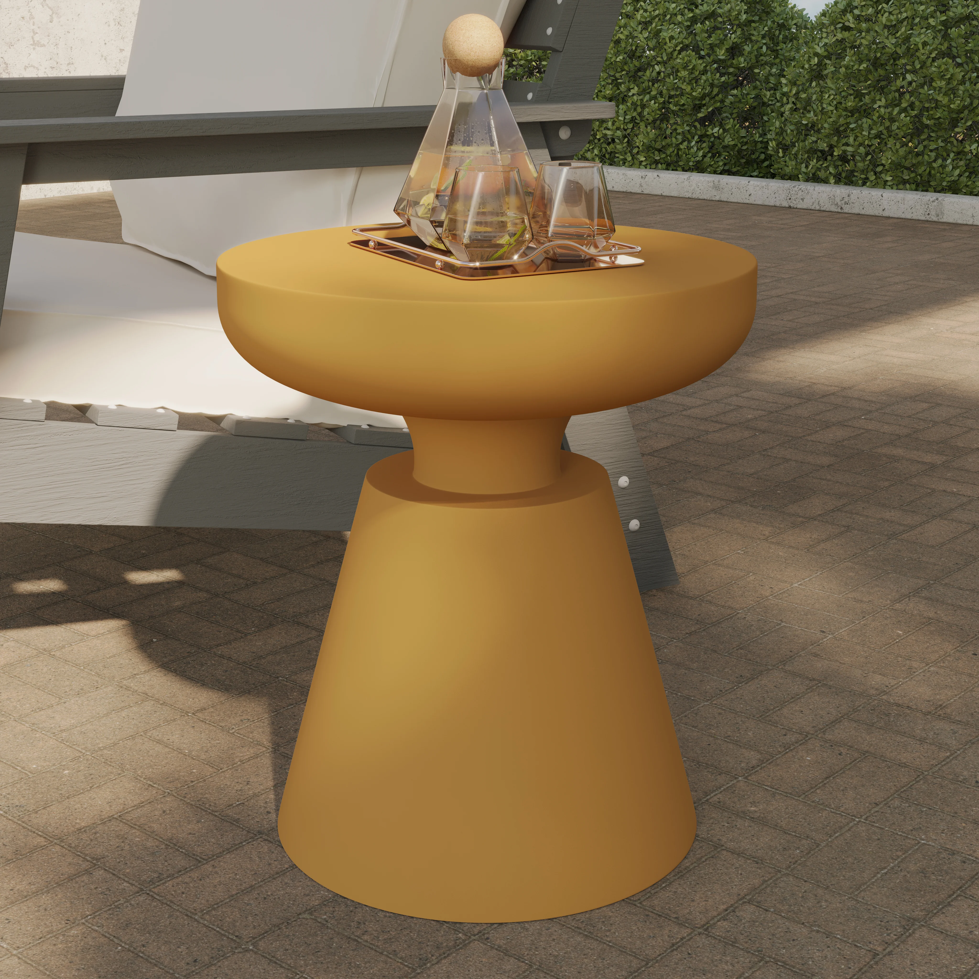 Isle Collection Fiberglass Outdoor Side Table in Brown