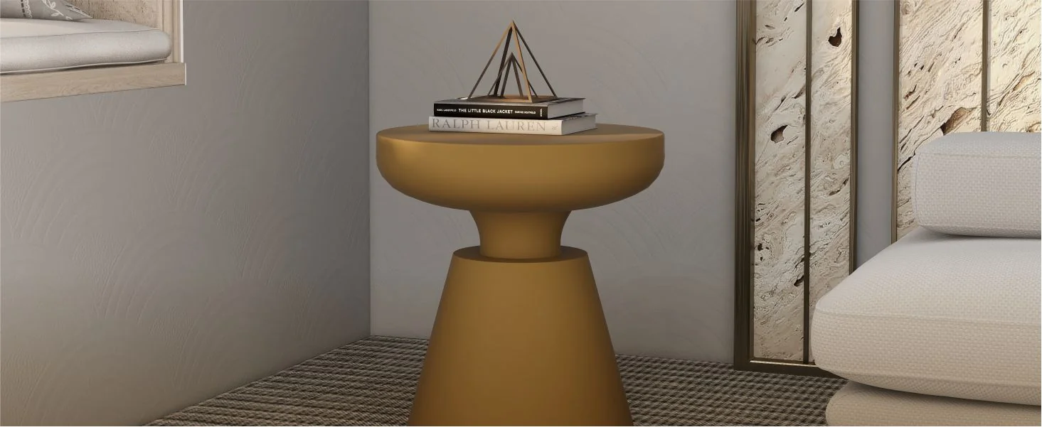 Isle Collection Fiberglass Outdoor Side Table in Brown