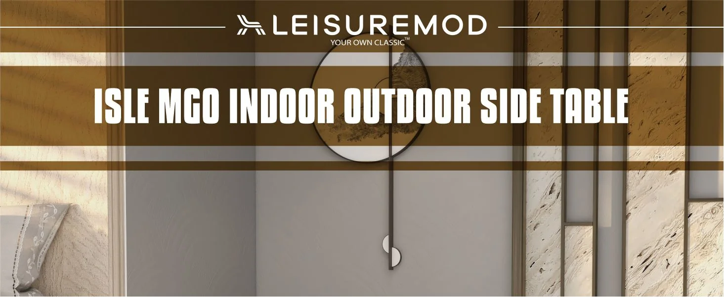 Isle Collection Fiberglass Outdoor Side Table in Brown