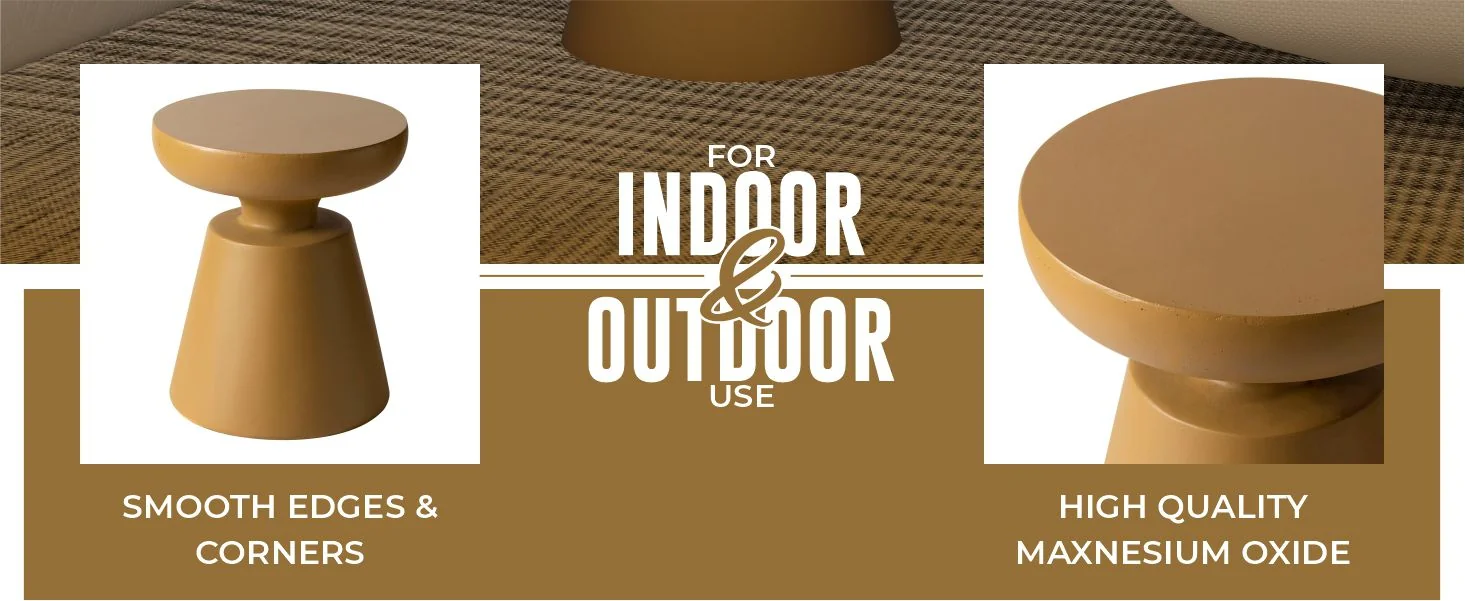 Isle Collection Fiberglass Outdoor Side Table in Brown