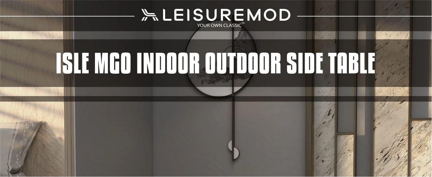 Isle Collection Fiberglass Outdoor Side Table in Cream