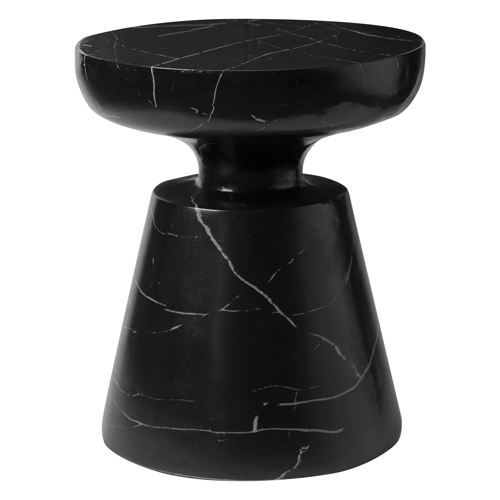 Isle Collection Fiberglass Outdoor Side Table in Marbled Black