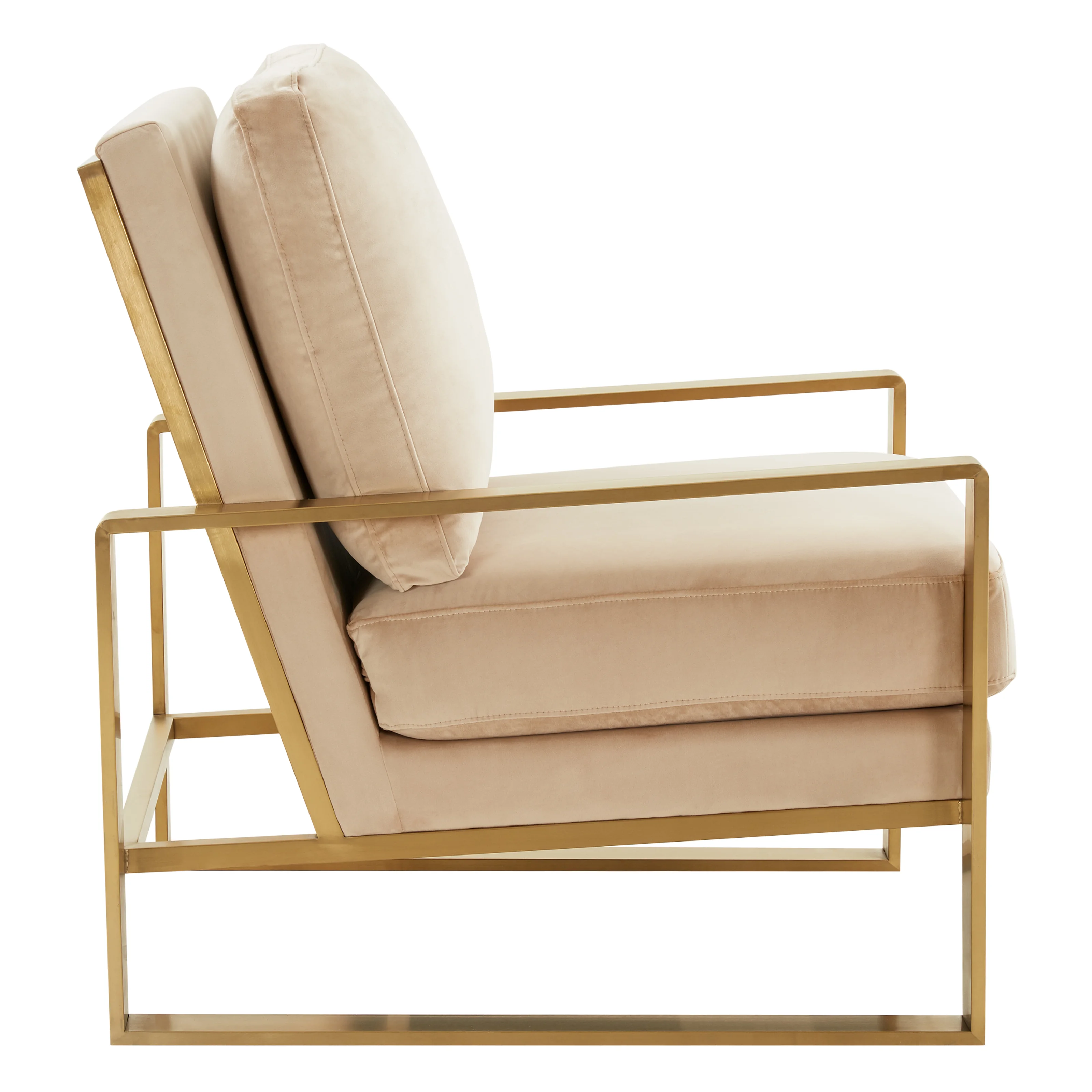 Jefferson Velvet Design Accent Armchair With Gold Brass Finish Frame