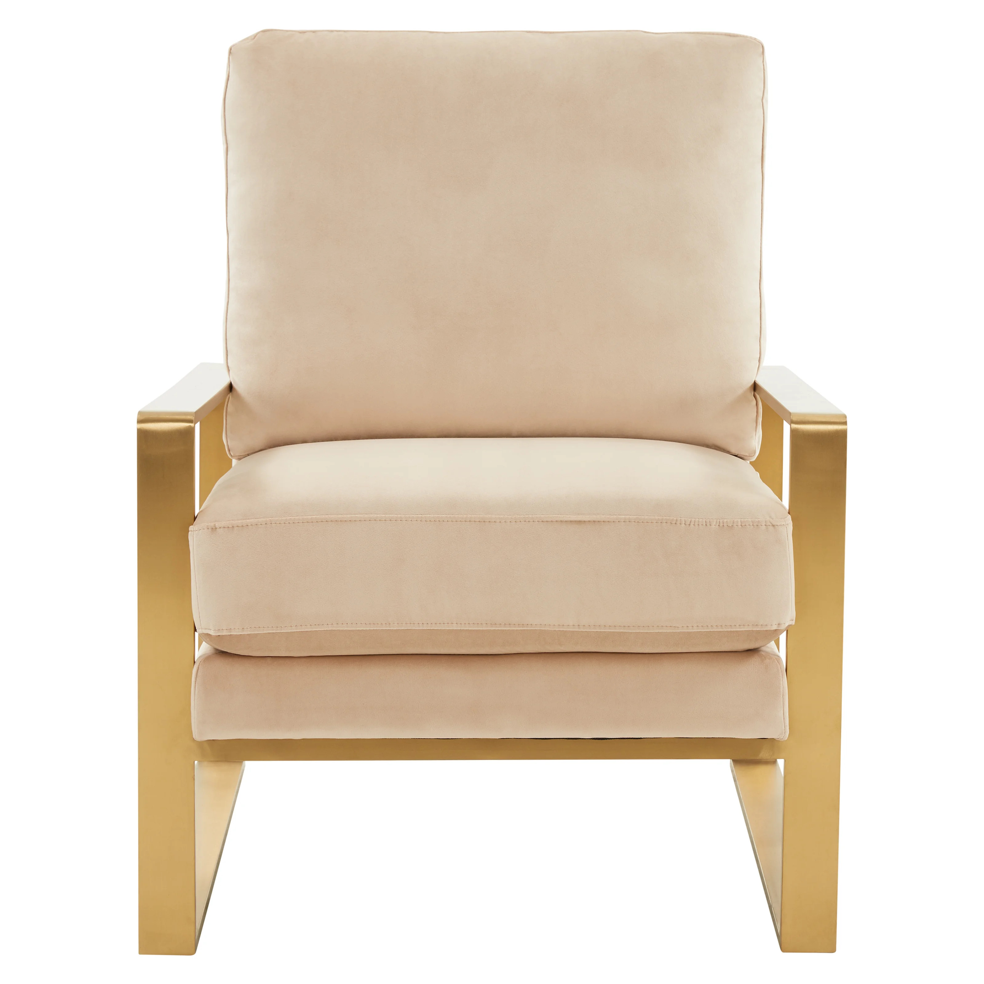 Jefferson Velvet Design Accent Armchair With Gold Brass Finish Frame
