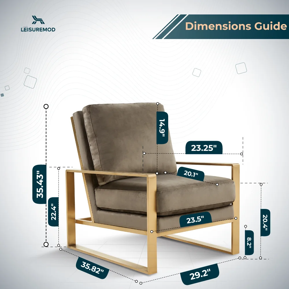 Jefferson Velvet Design Accent Armchair With Gold Brass Finish Frame