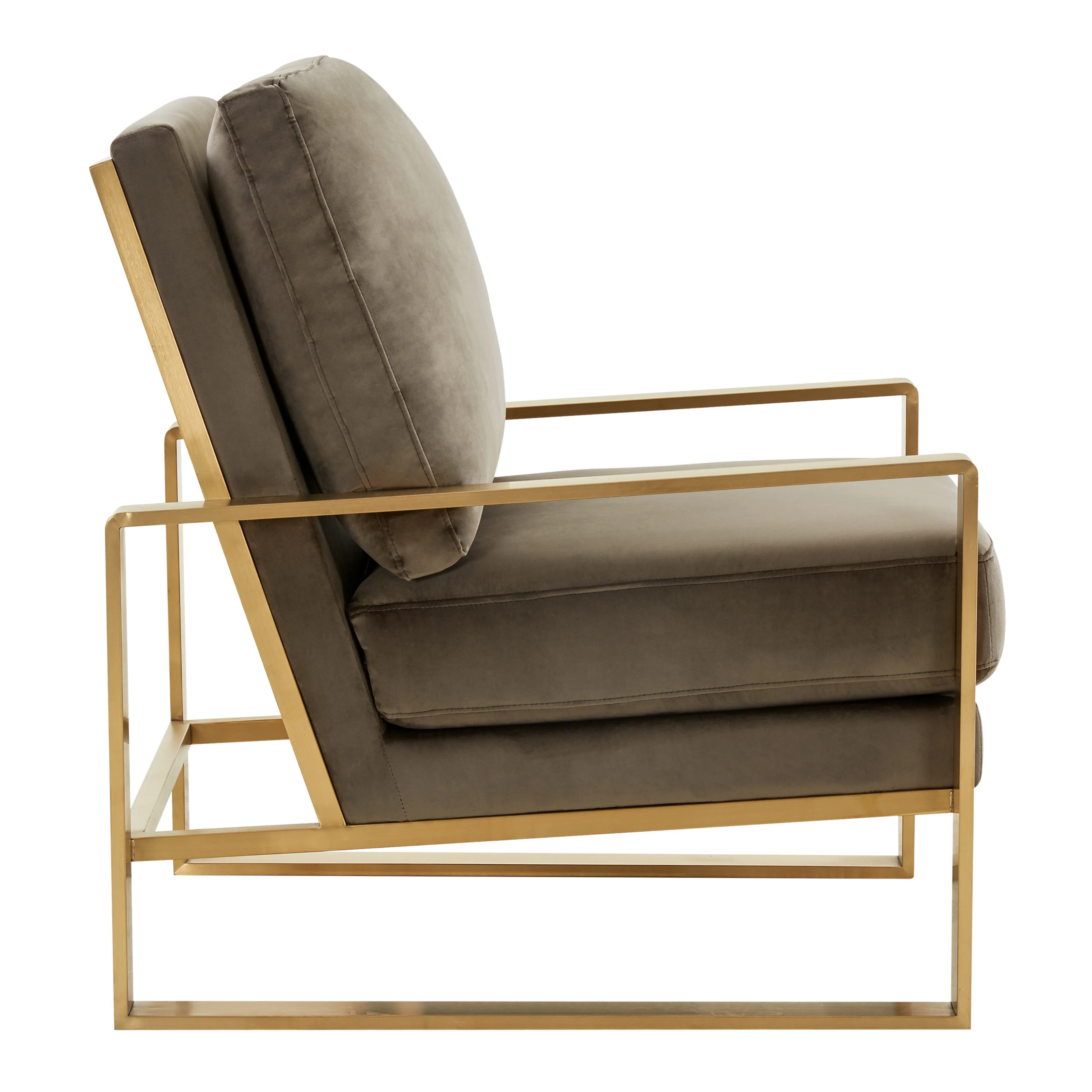 Jefferson Velvet Design Accent Armchair With Gold Brass Finish Frame