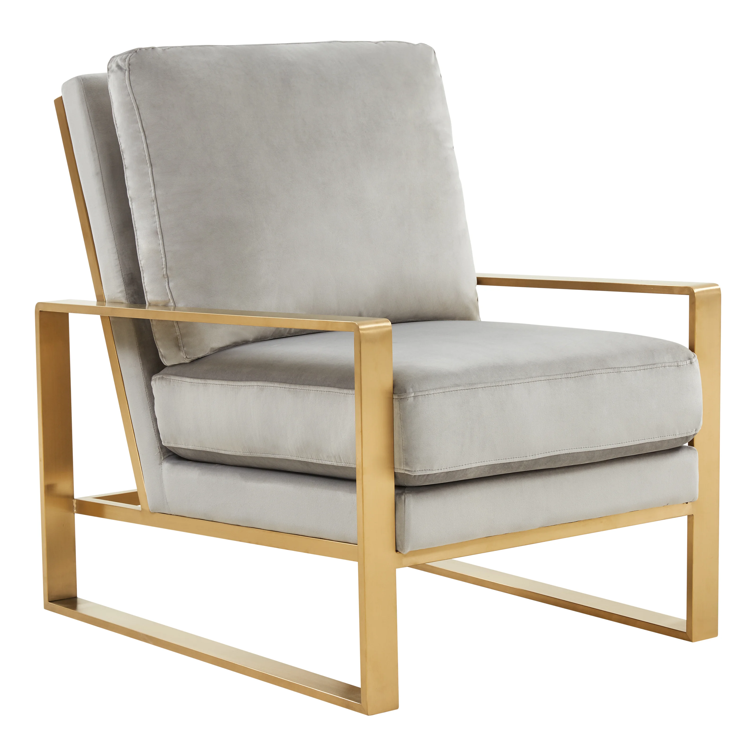 Jefferson Velvet Design Accent Armchair With Gold Brass Finish Frame