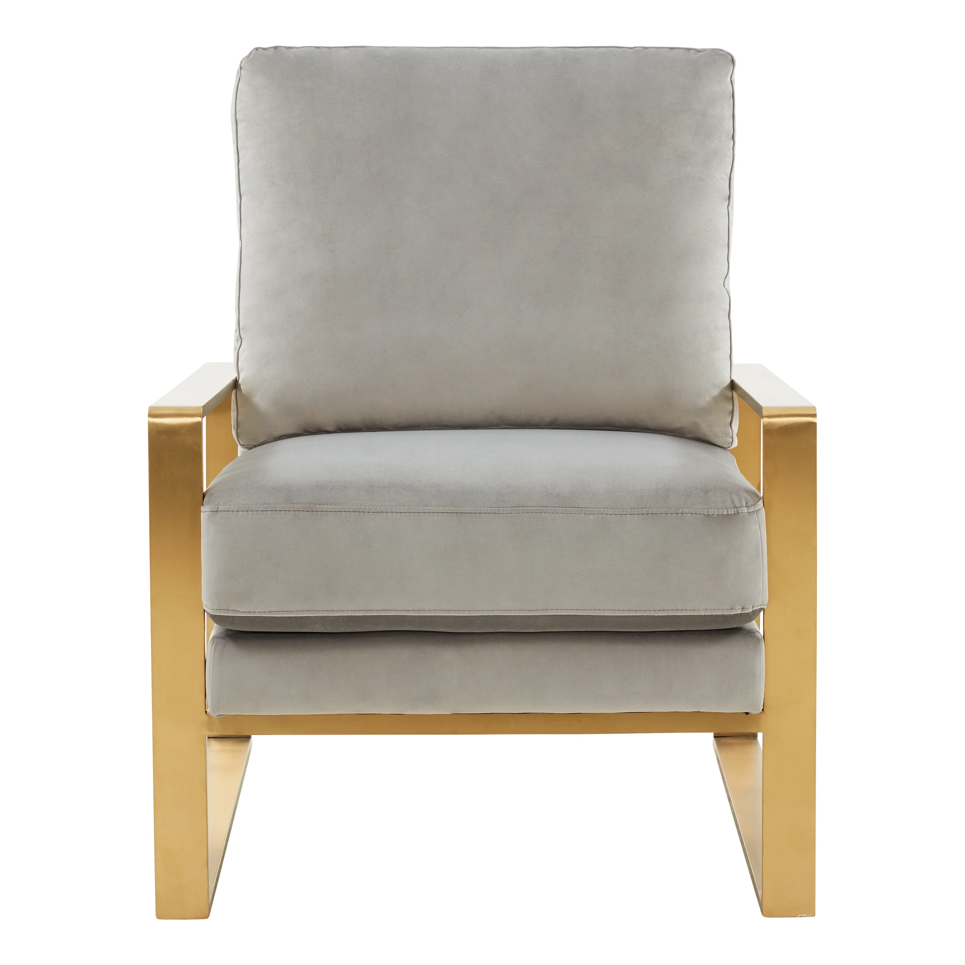 Jefferson Velvet Design Accent Armchair With Gold Brass Finish Frame