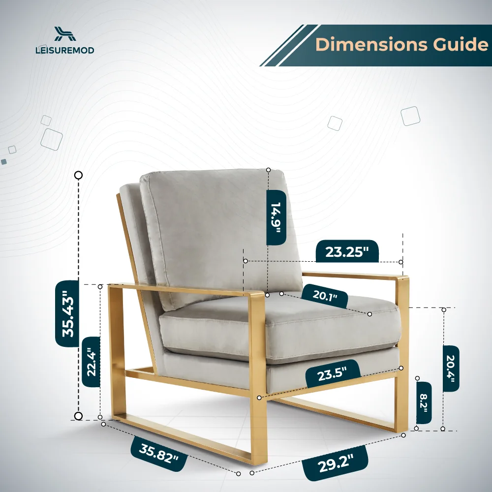 Jefferson Velvet Design Accent Armchair With Gold Brass Finish Frame