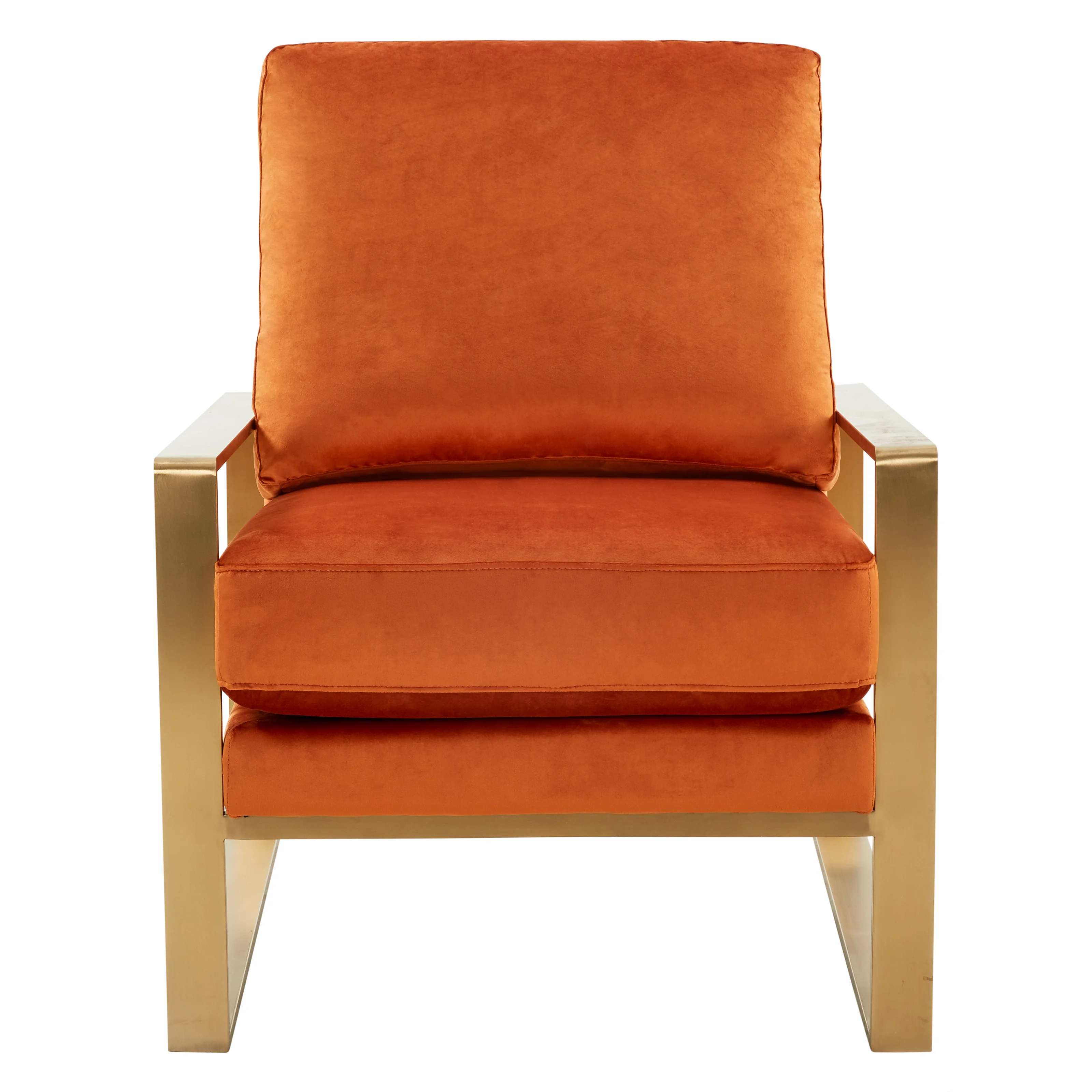 Jefferson Velvet Design Accent Armchair With Gold Brass Finish Frame