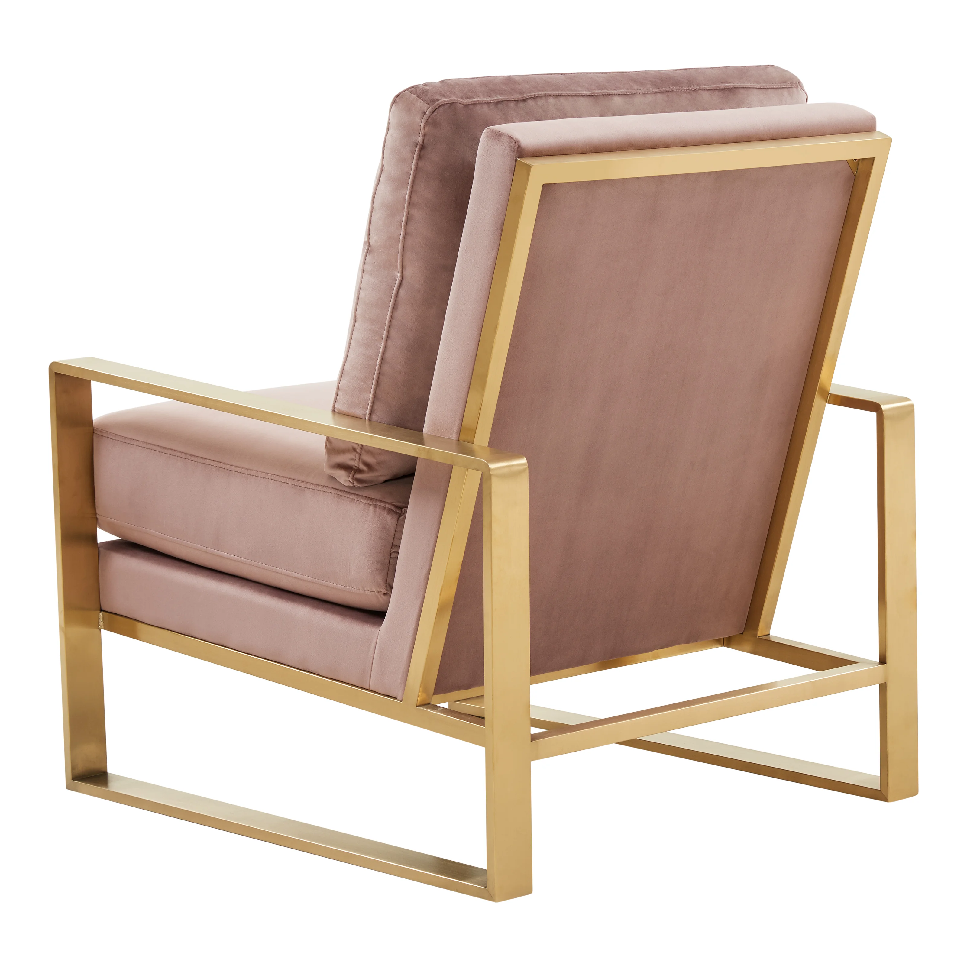 Jefferson Velvet Design Accent Armchair With Gold Brass Finish Frame