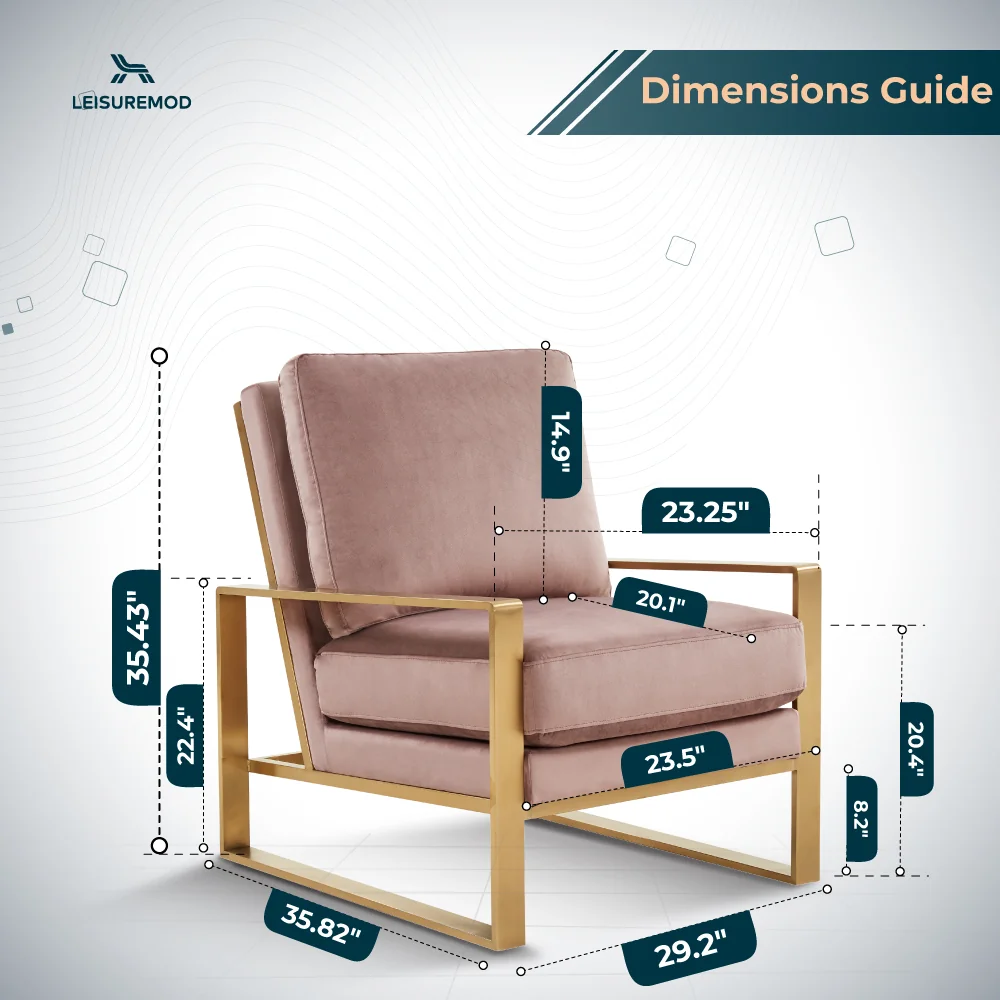 Jefferson Velvet Design Accent Armchair With Gold Brass Finish Frame