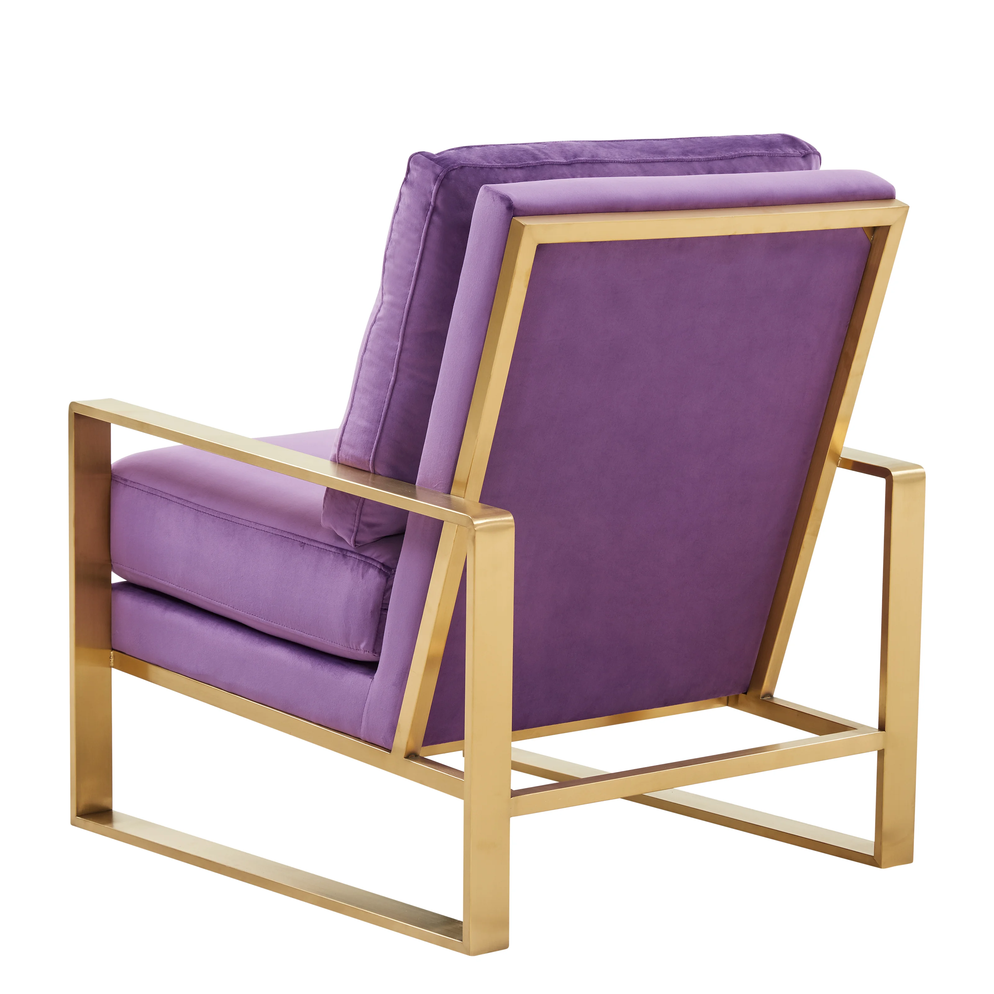 Jefferson Velvet Design Accent Armchair With Gold Brass Finish Frame