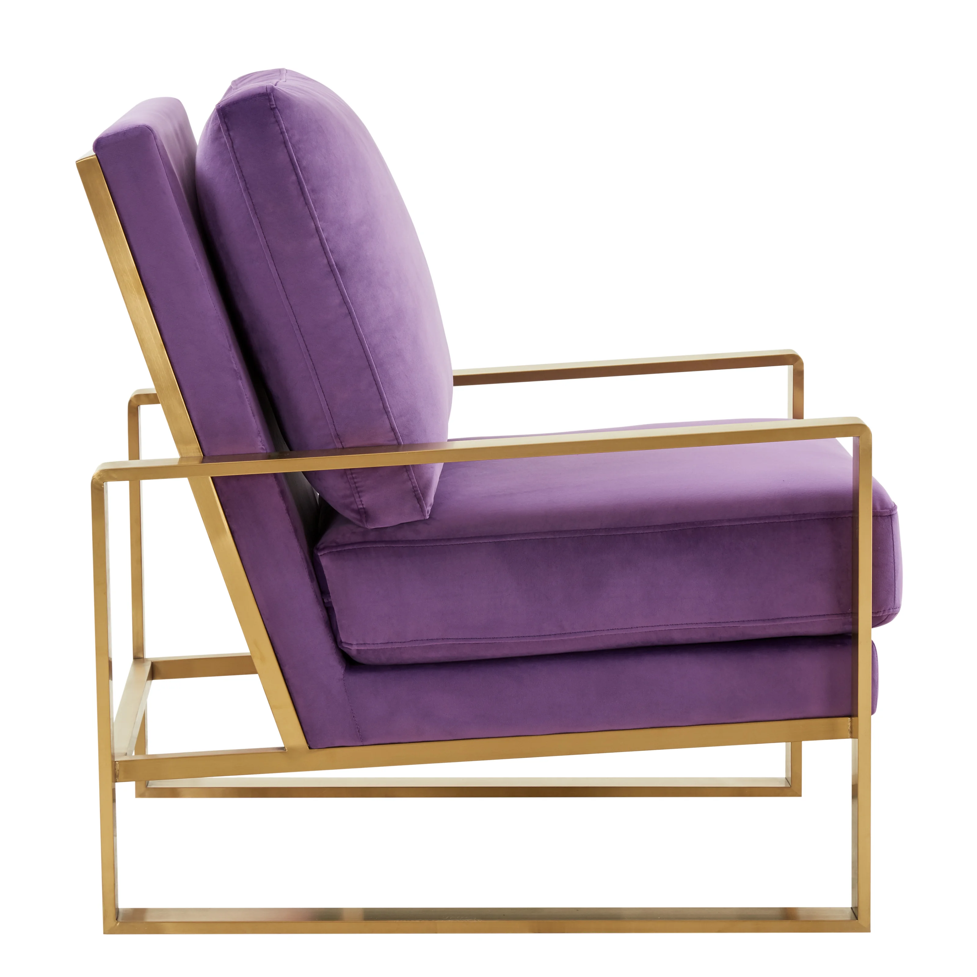 Jefferson Velvet Design Accent Armchair With Gold Brass Finish Frame