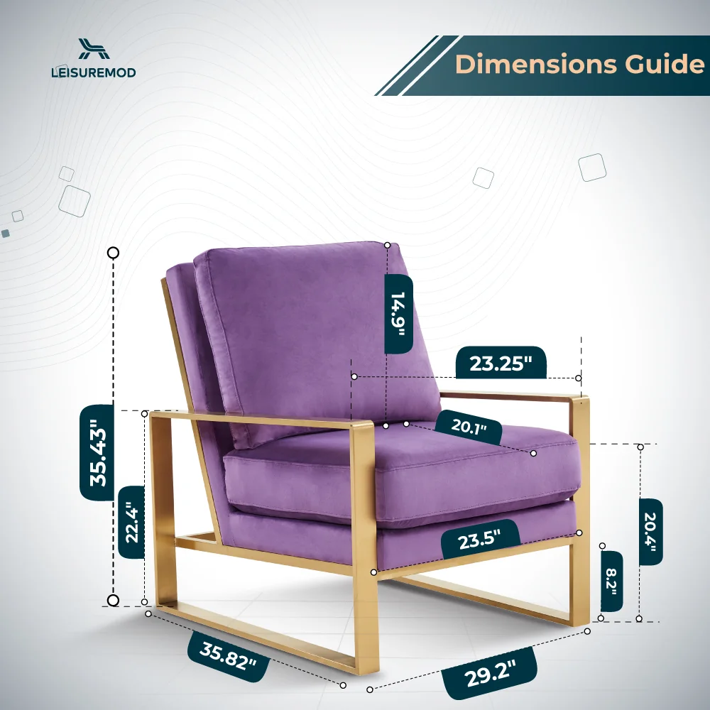 Jefferson Velvet Design Accent Armchair With Gold Brass Finish Frame