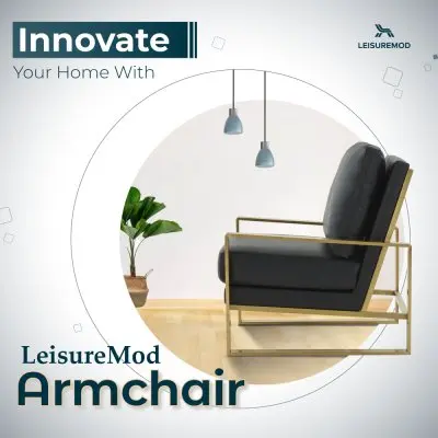 Jefferson Leather Modern Design Accent Armchair With Elegant Gold Frame