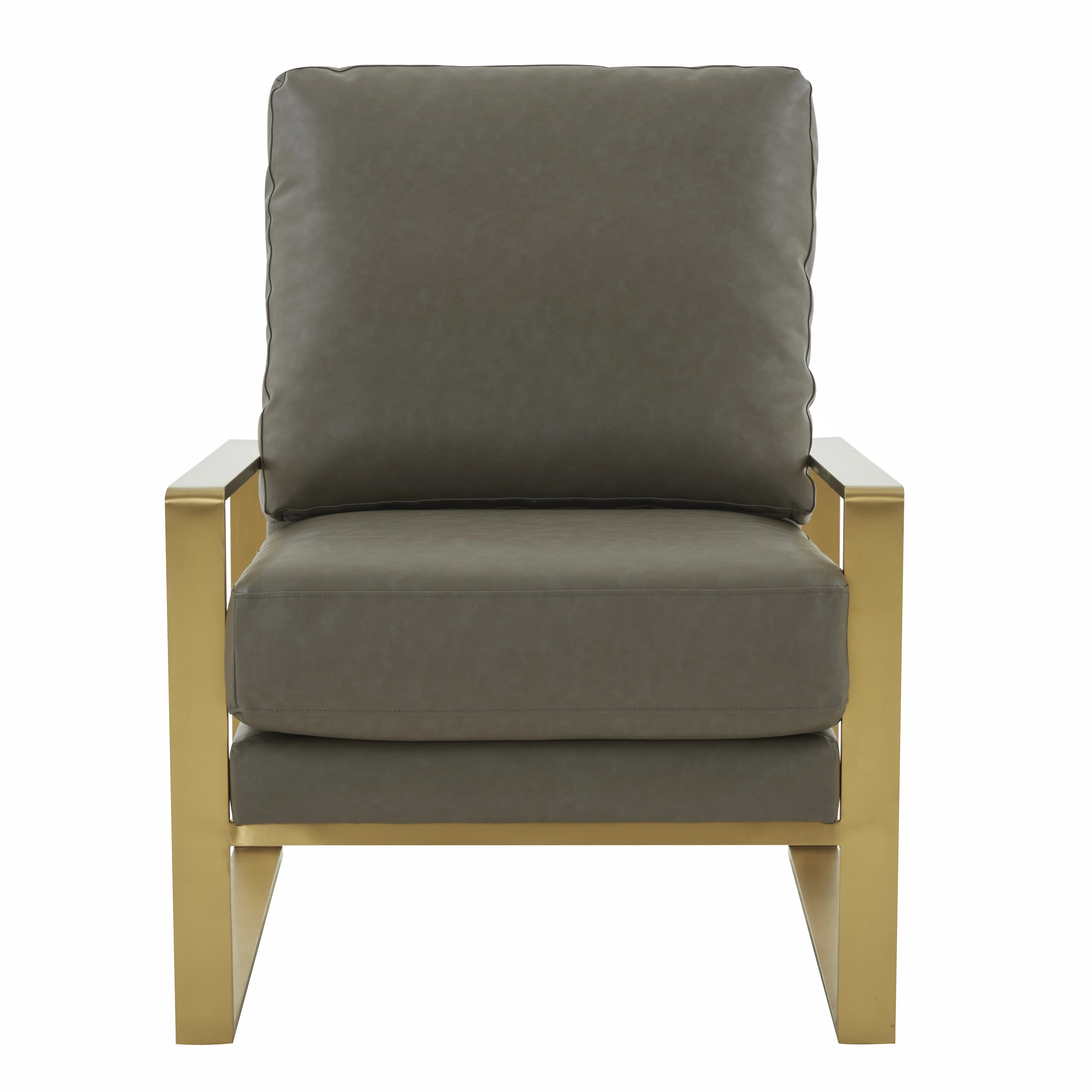 Jefferson Leather Modern Design Accent Armchair With Elegant Gold Frame