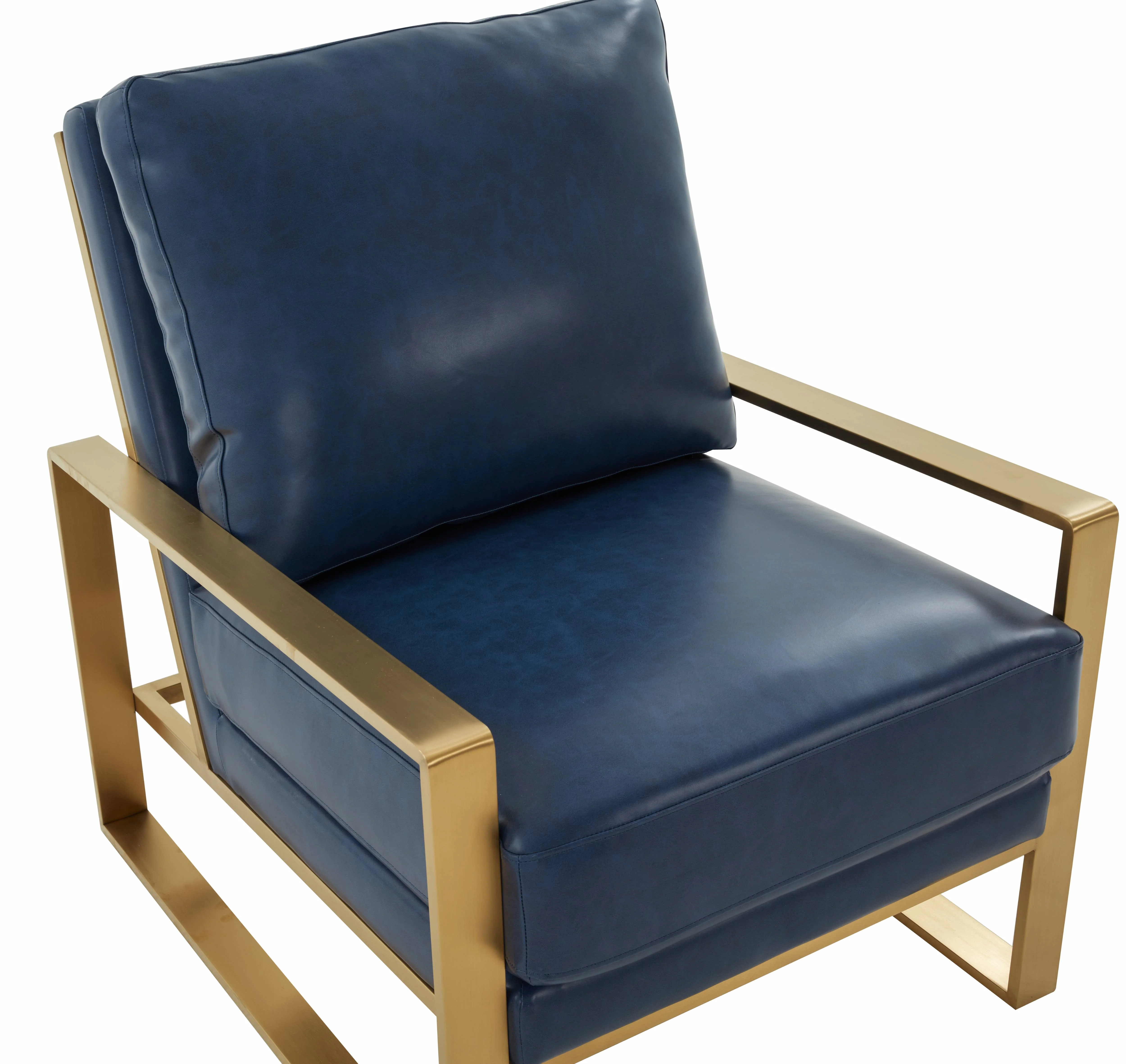 Jefferson Leather Modern Design Accent Armchair With Elegant Gold Frame