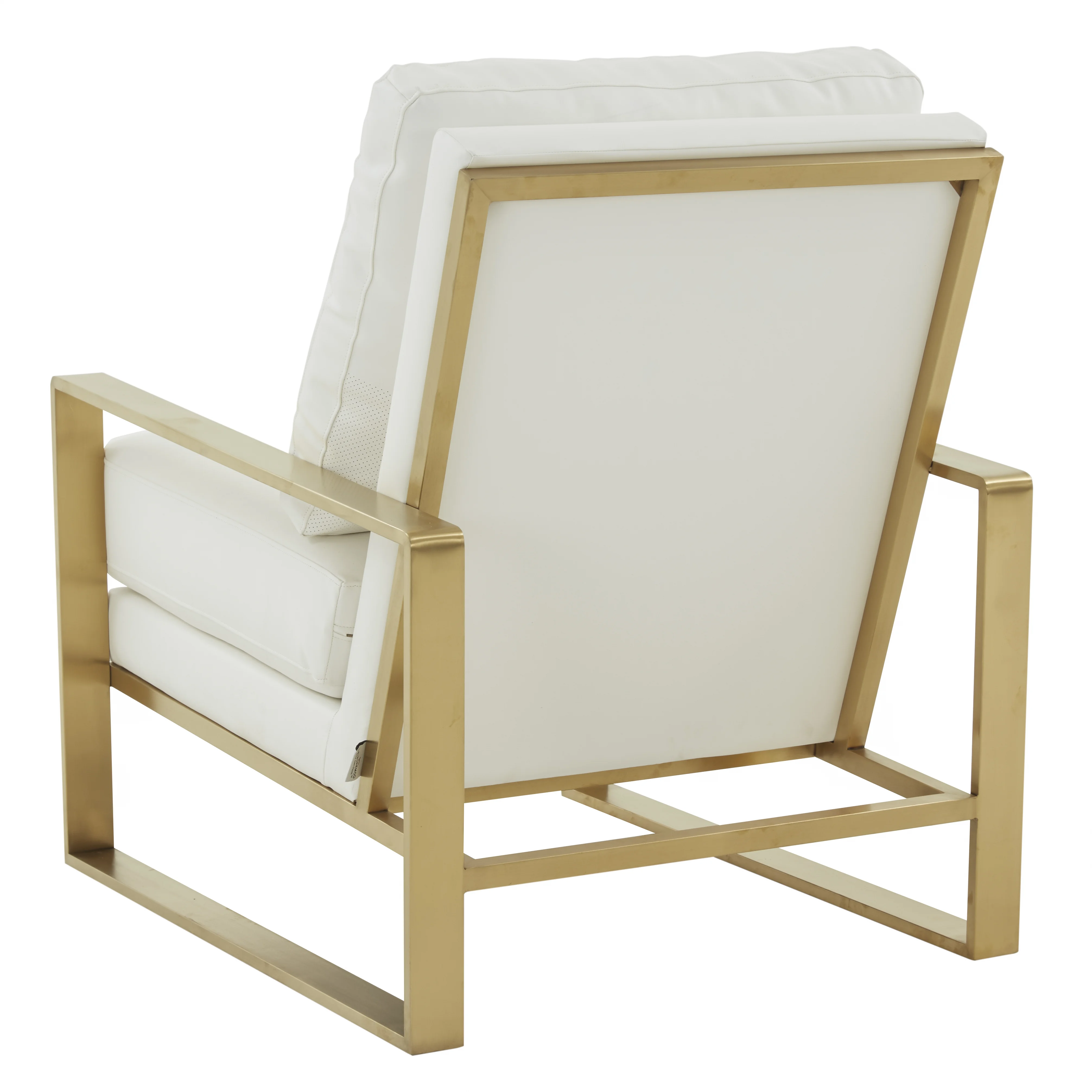 Jefferson Leather Modern Design Accent Armchair With Elegant Gold Frame