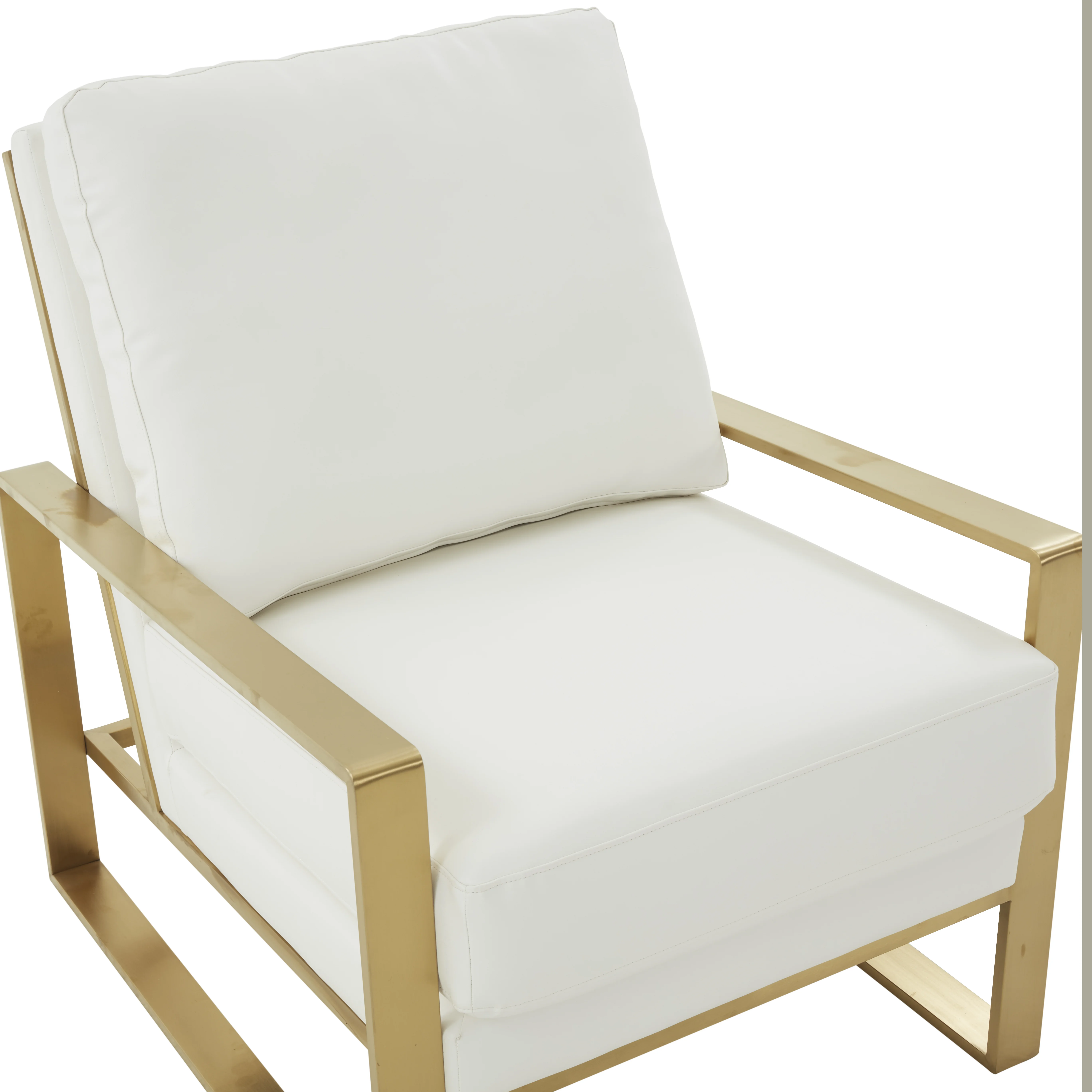 Jefferson Leather Modern Design Accent Armchair With Elegant Gold Frame