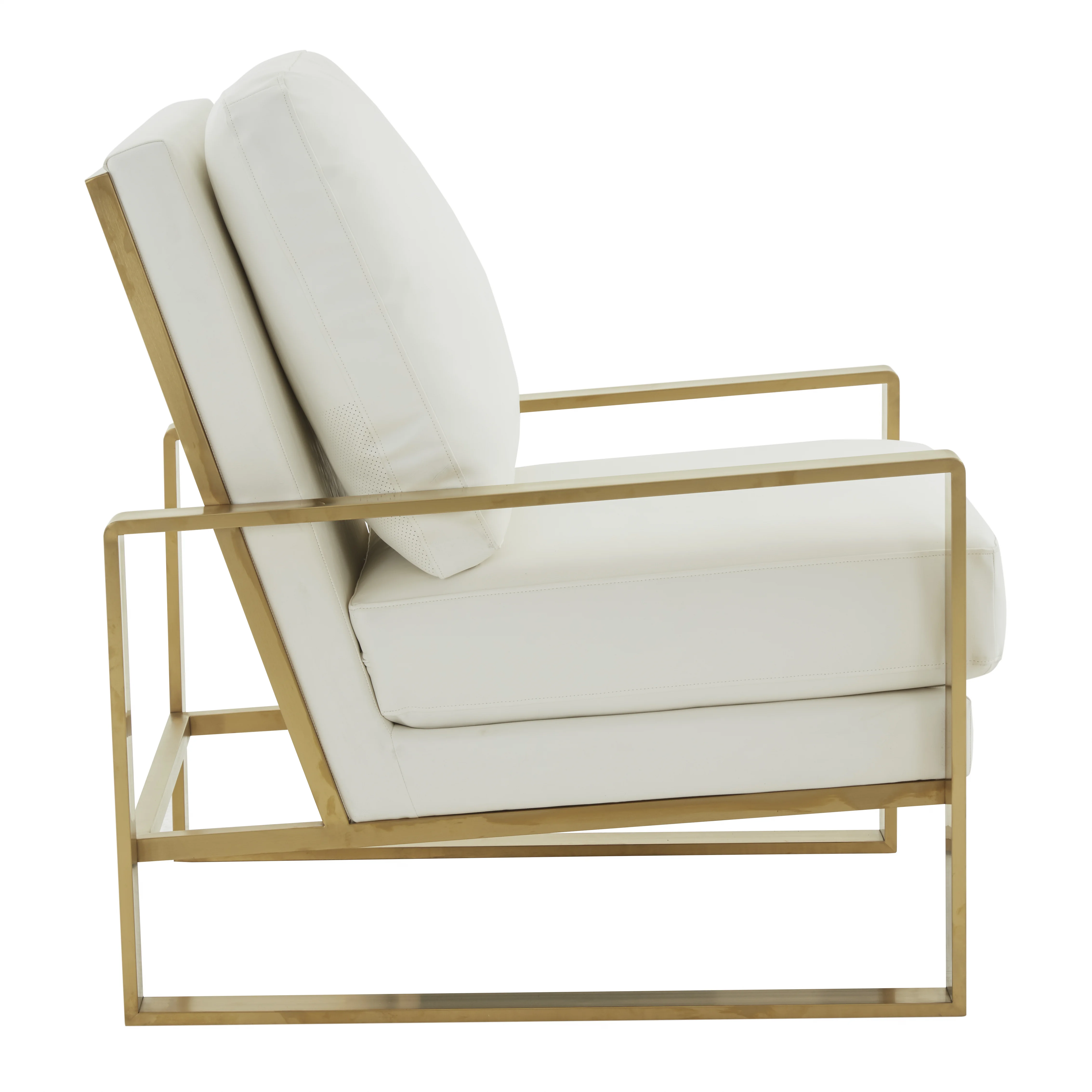 Jefferson Leather Modern Design Accent Armchair With Elegant Gold Frame