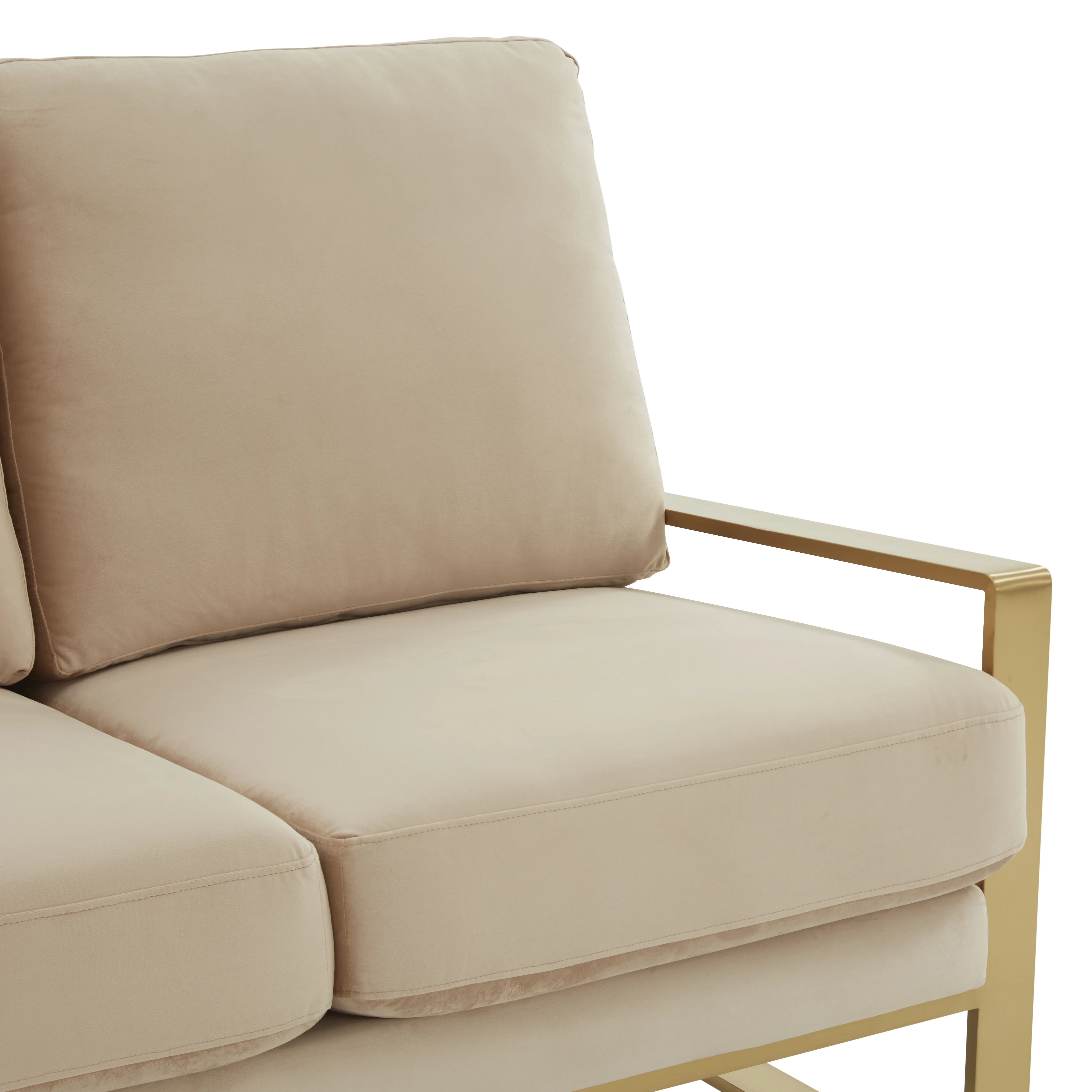 Jefferson Contemporary Modern Velvet Loveseat With Gold Frame