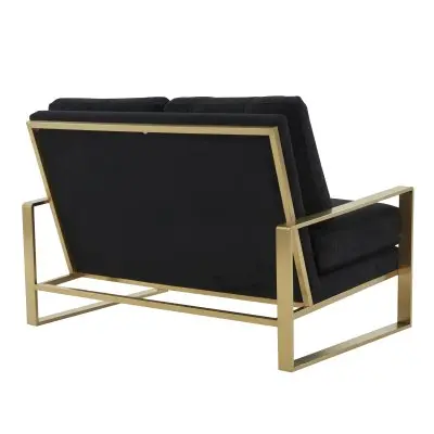 Jefferson Contemporary Modern Velvet Loveseat With Gold Frame