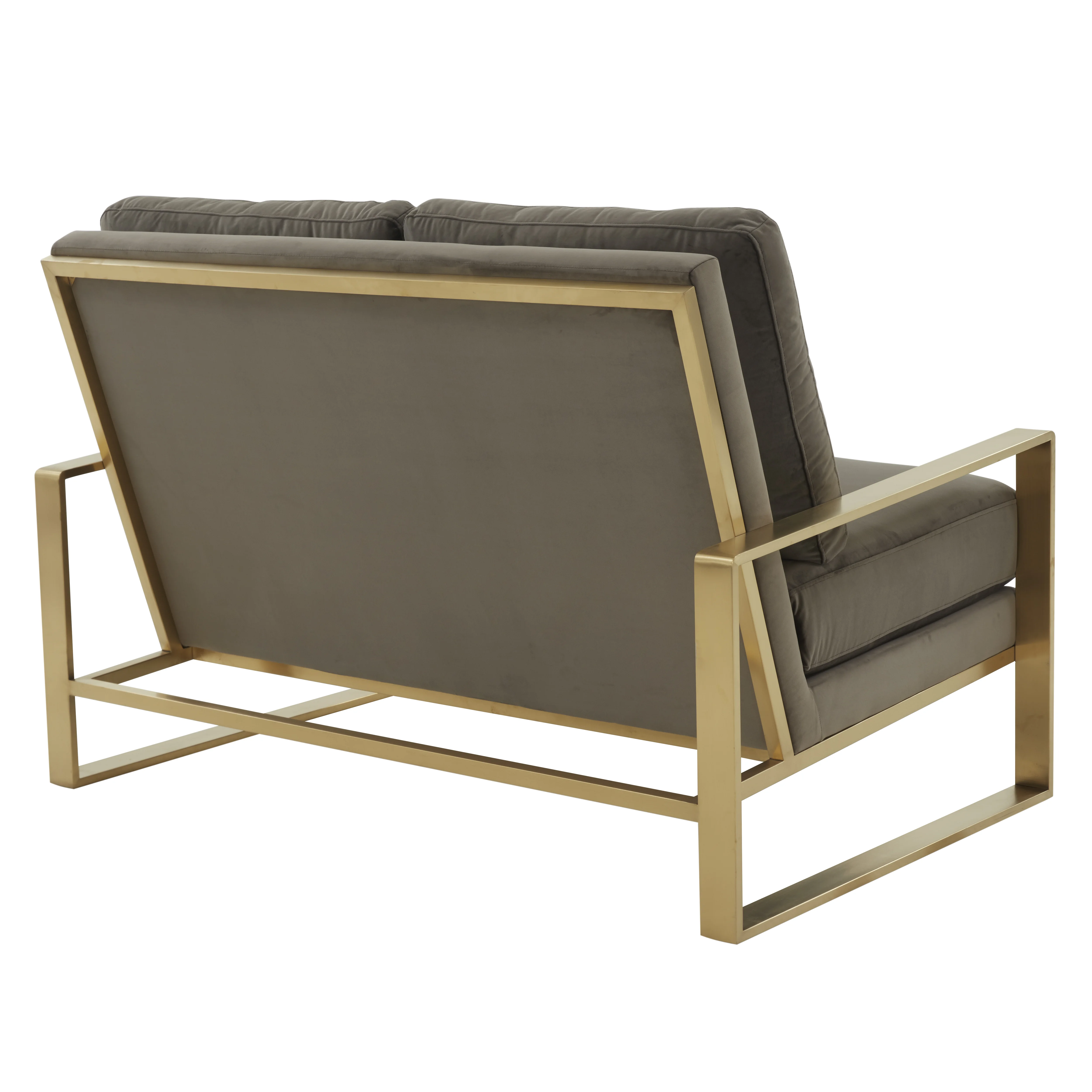Jefferson Contemporary Modern Velvet Loveseat With Gold Frame