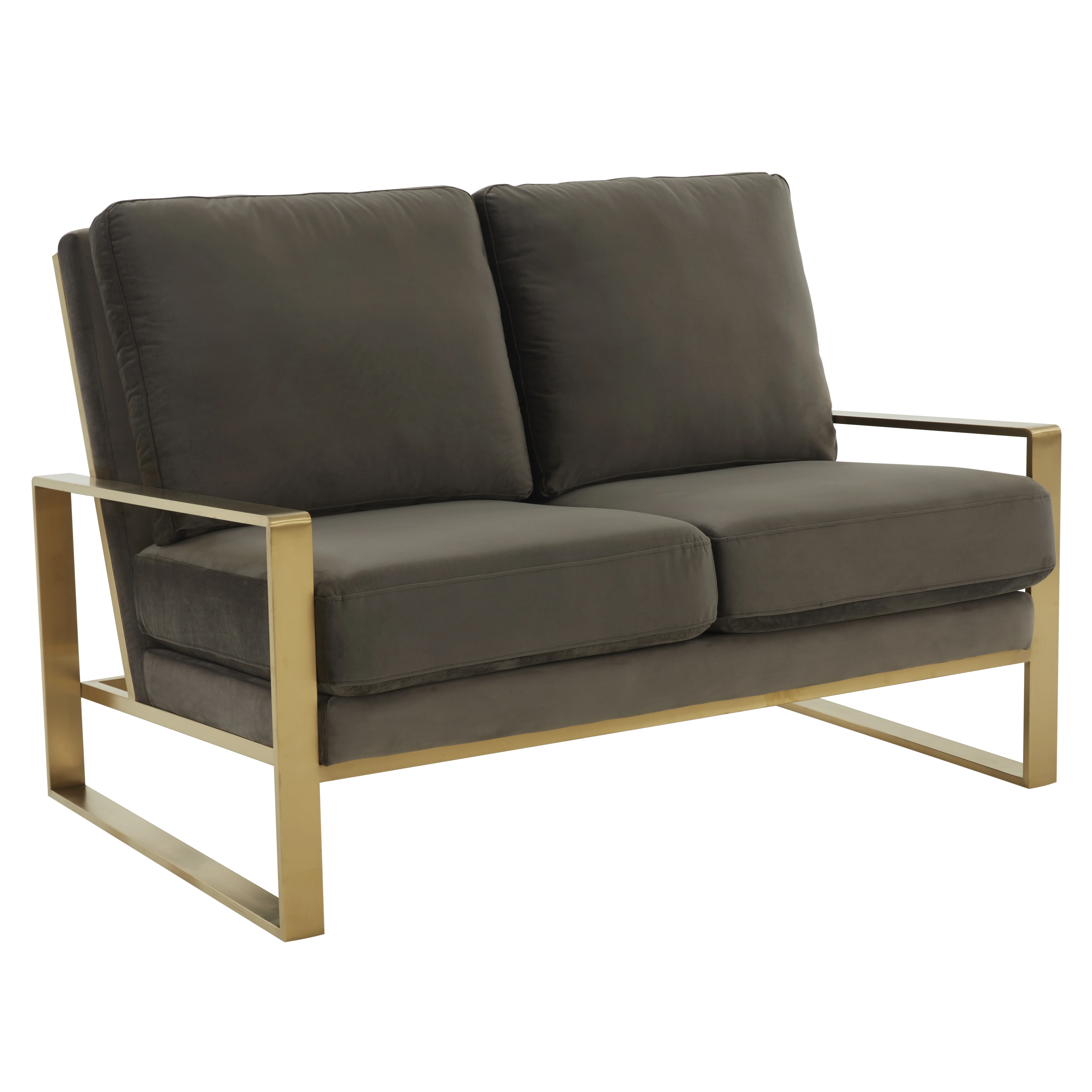 Jefferson Contemporary Modern Velvet Loveseat With Gold Frame