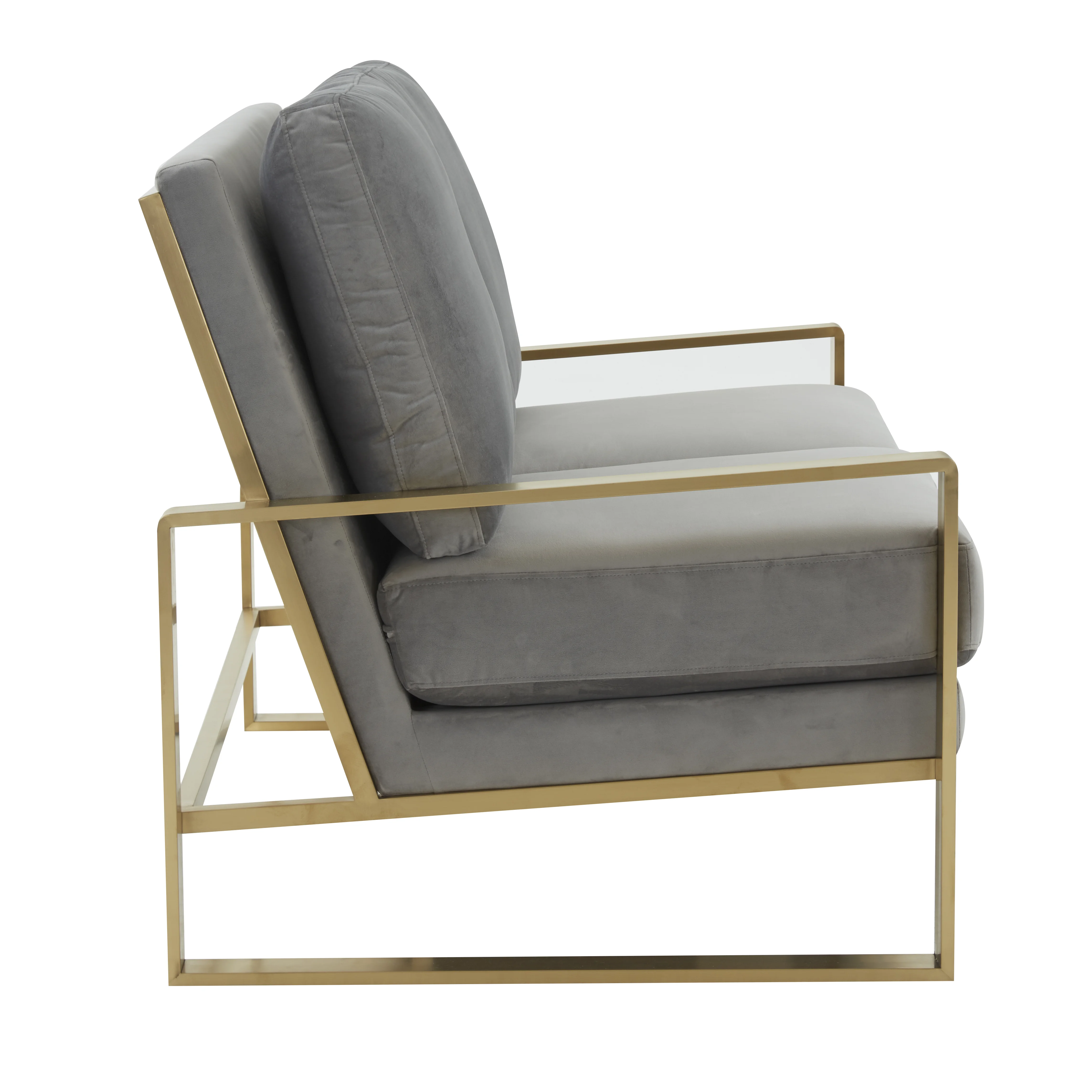 Jefferson Contemporary Modern Velvet Loveseat With Gold Frame